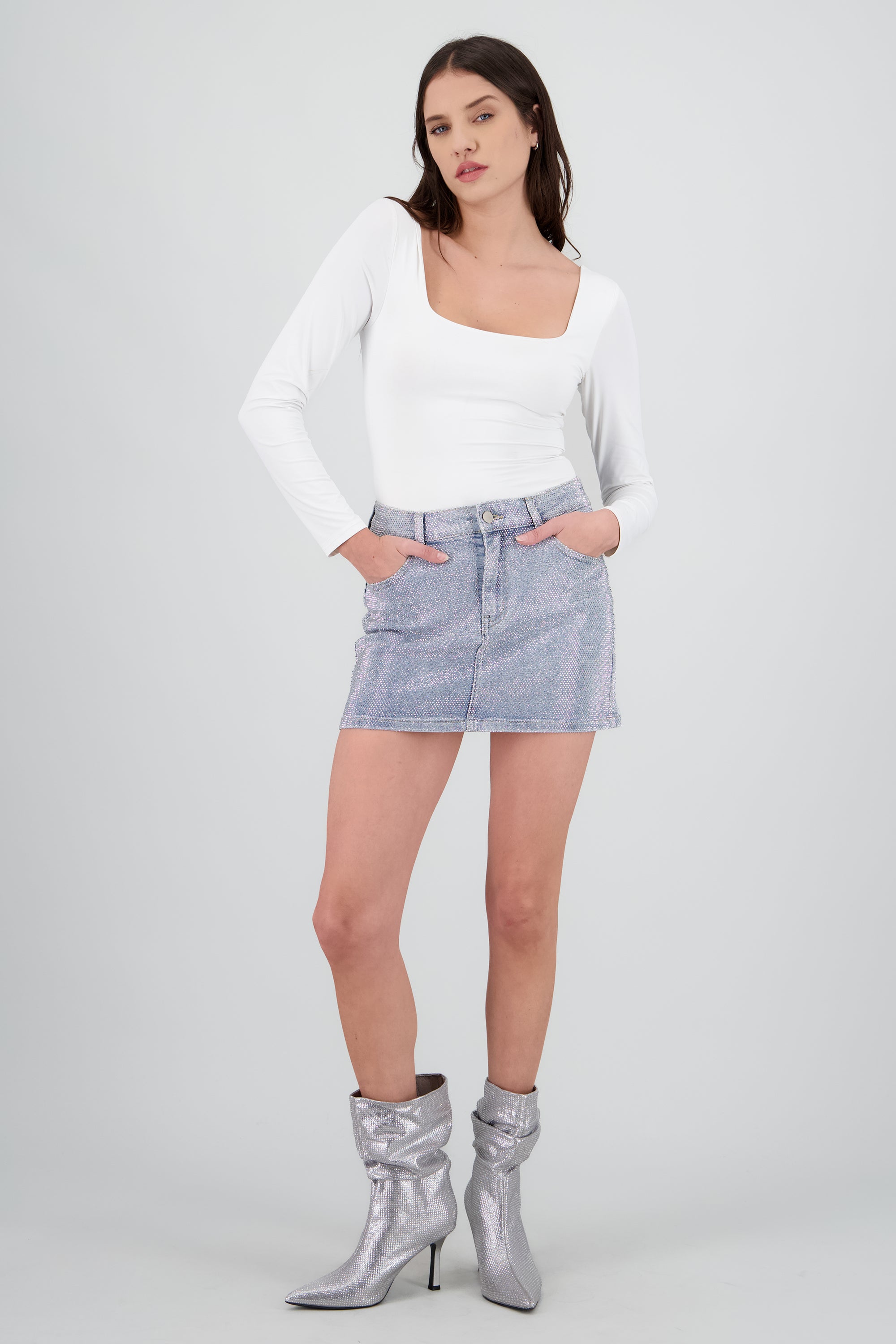 Botin slouchy full brillos PLATA