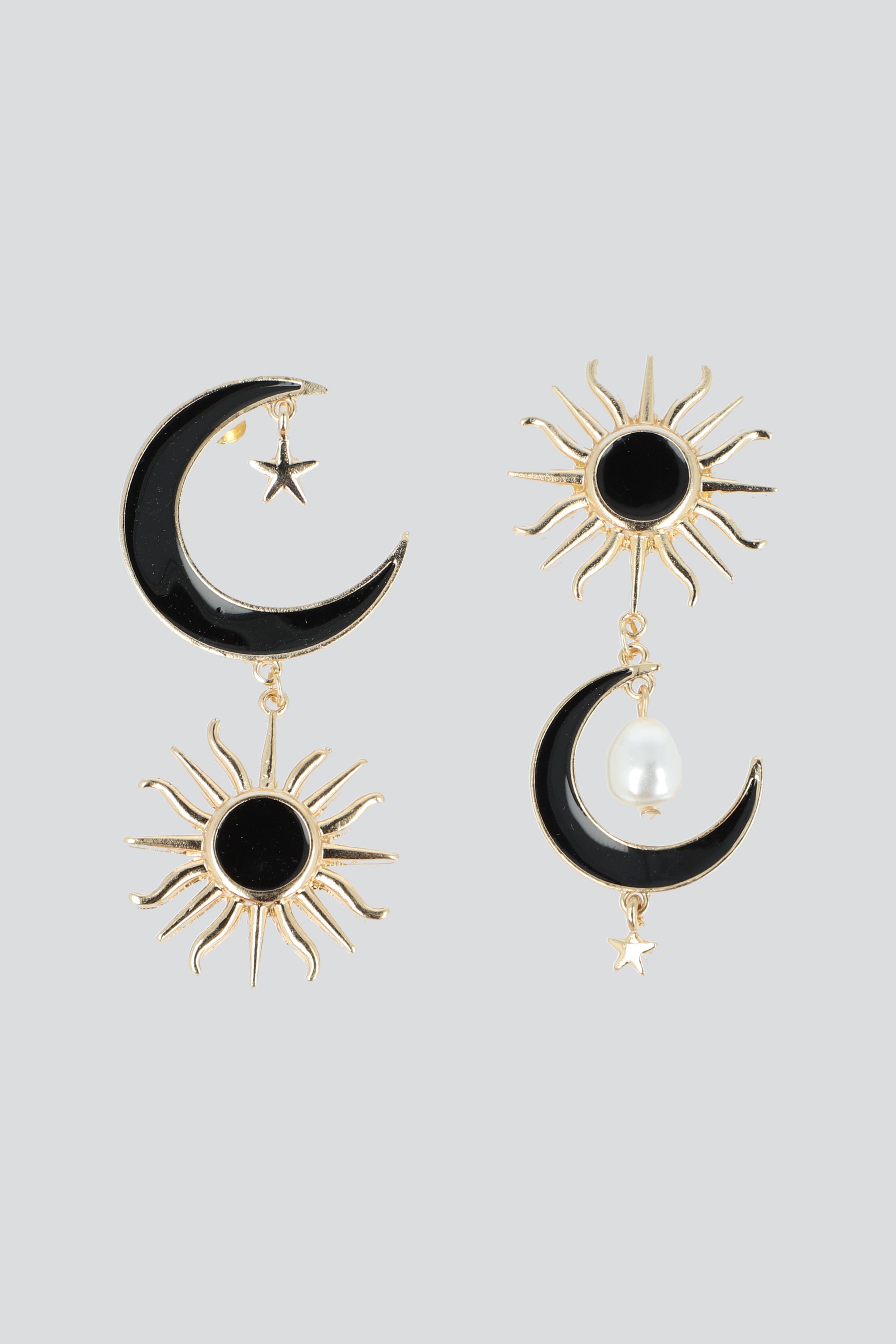 ARETES LUNA SOL COLOR NEGRO