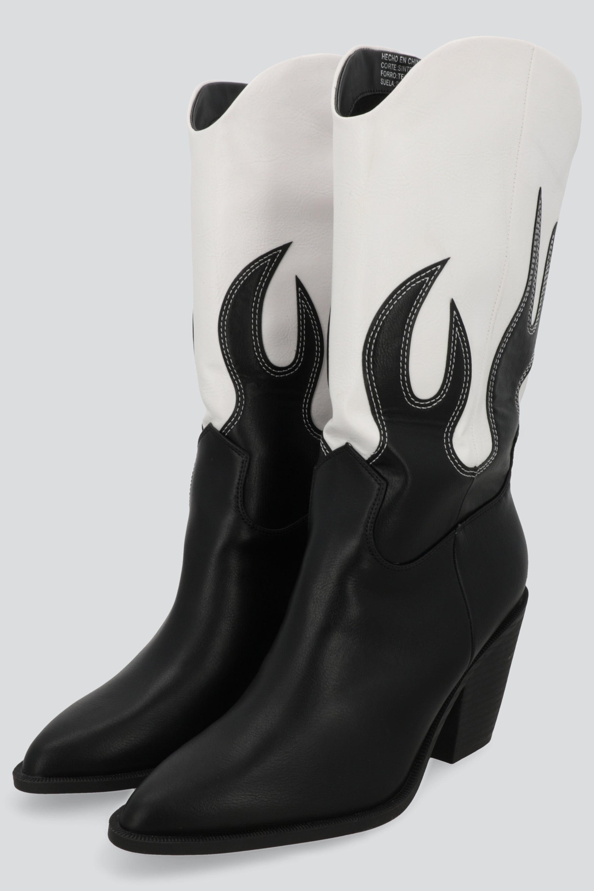 Bota vaquera flamas contraste NEGRO