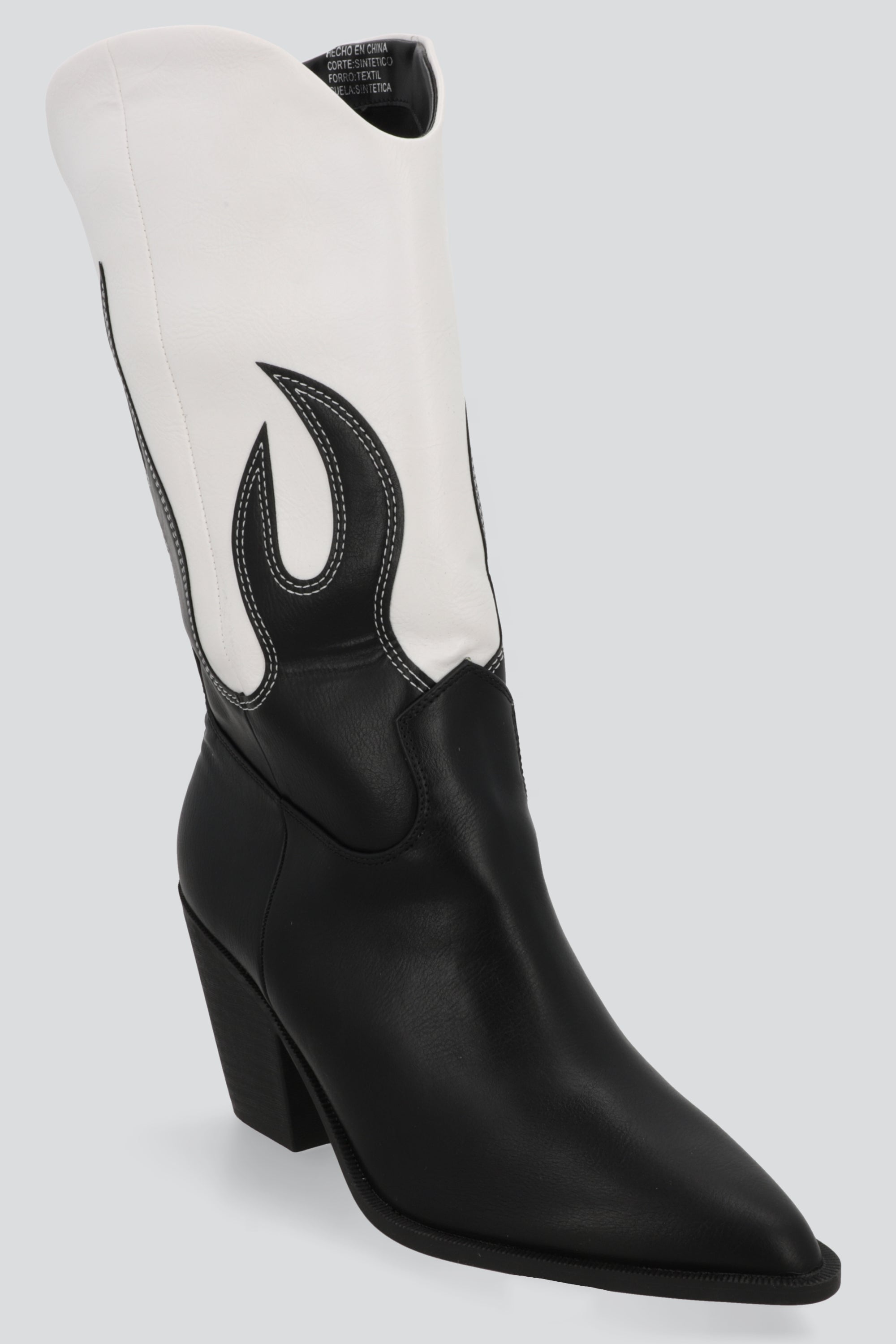 Bota vaquera flamas contraste NEGRO