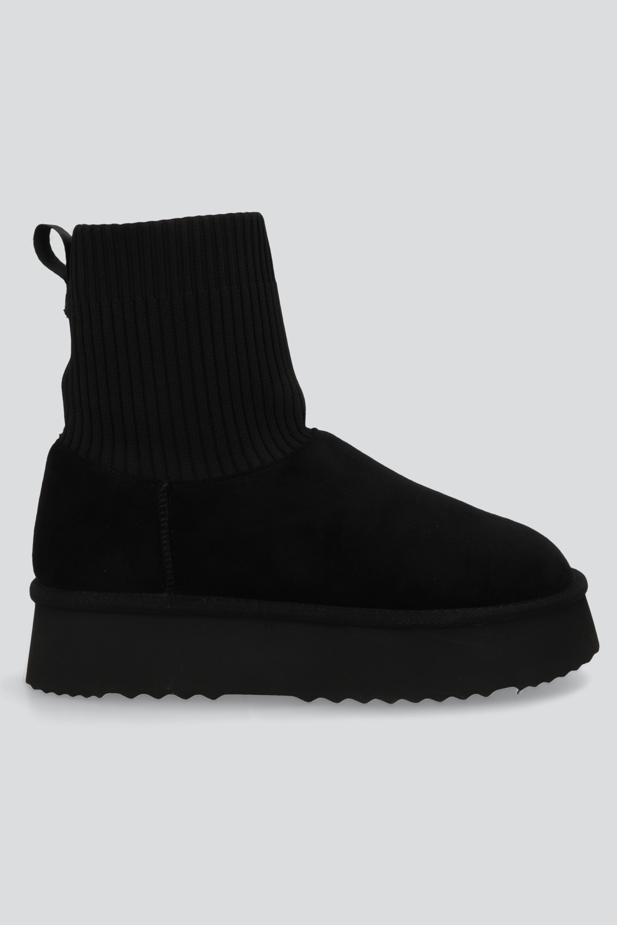 Bota invierno calceta tejida sherpa NEGRO