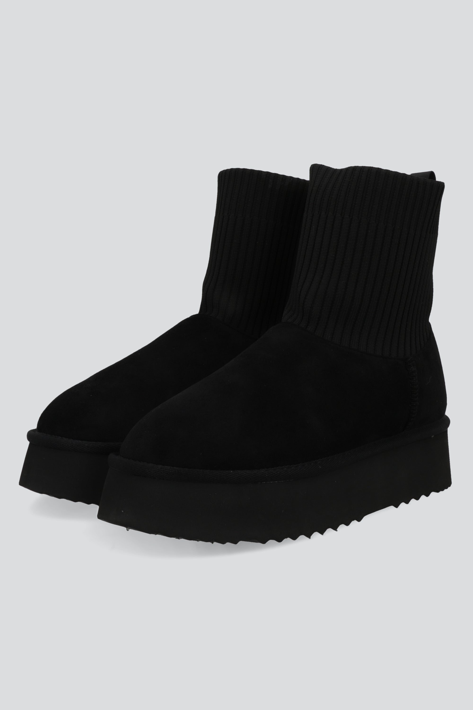 Bota invierno calceta tejida sherpa NEGRO
