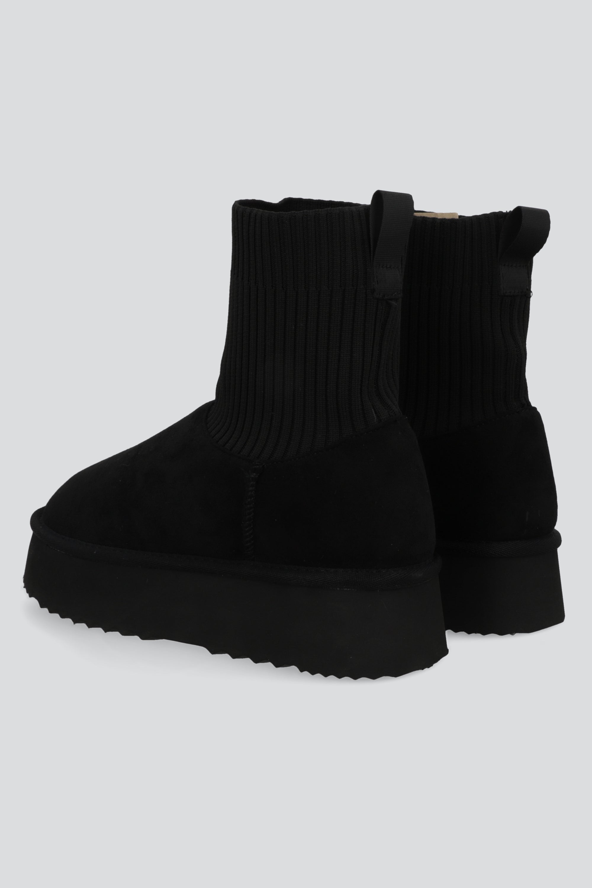 Bota invierno calceta tejida sherpa NEGRO