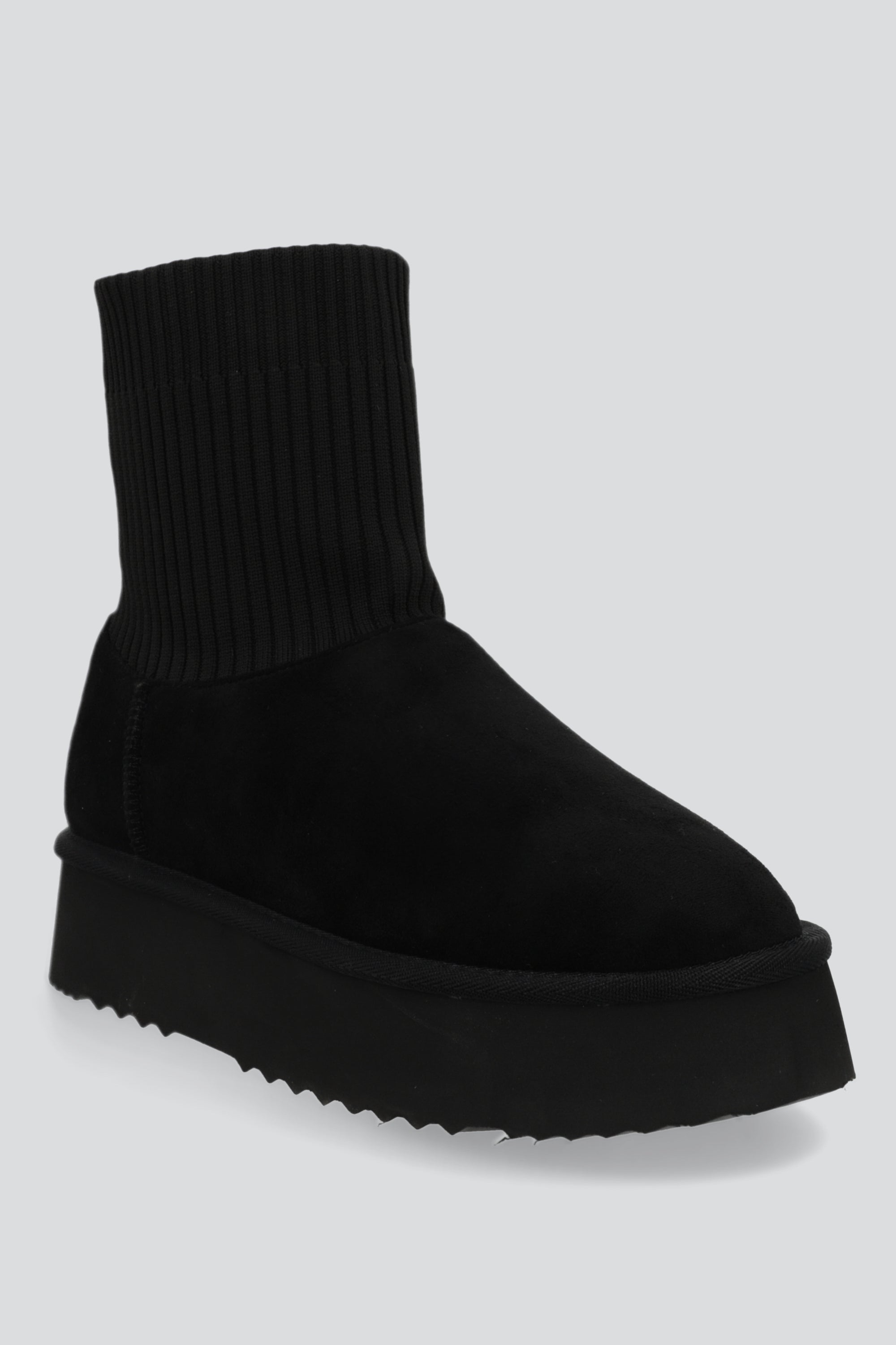 Bota invierno calceta tejida sherpa NEGRO