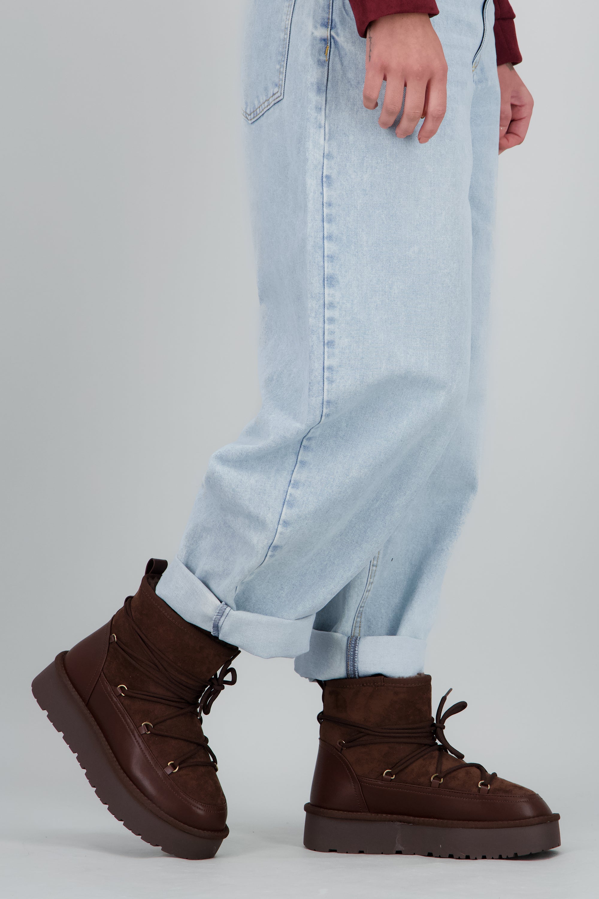 Bota invierno cordon plataforma CAFE