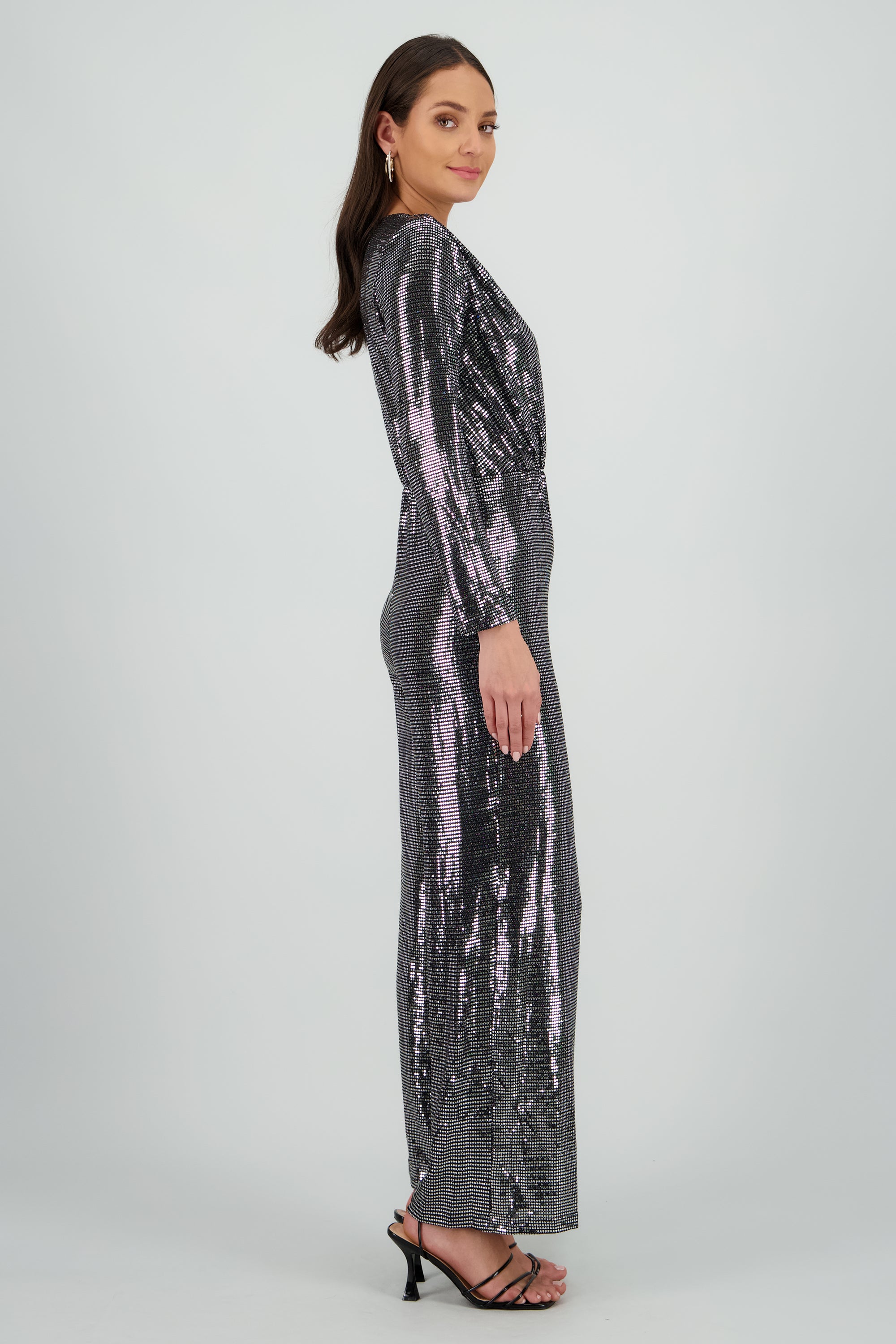 Jumpsuit manga larga con brillos PLATA