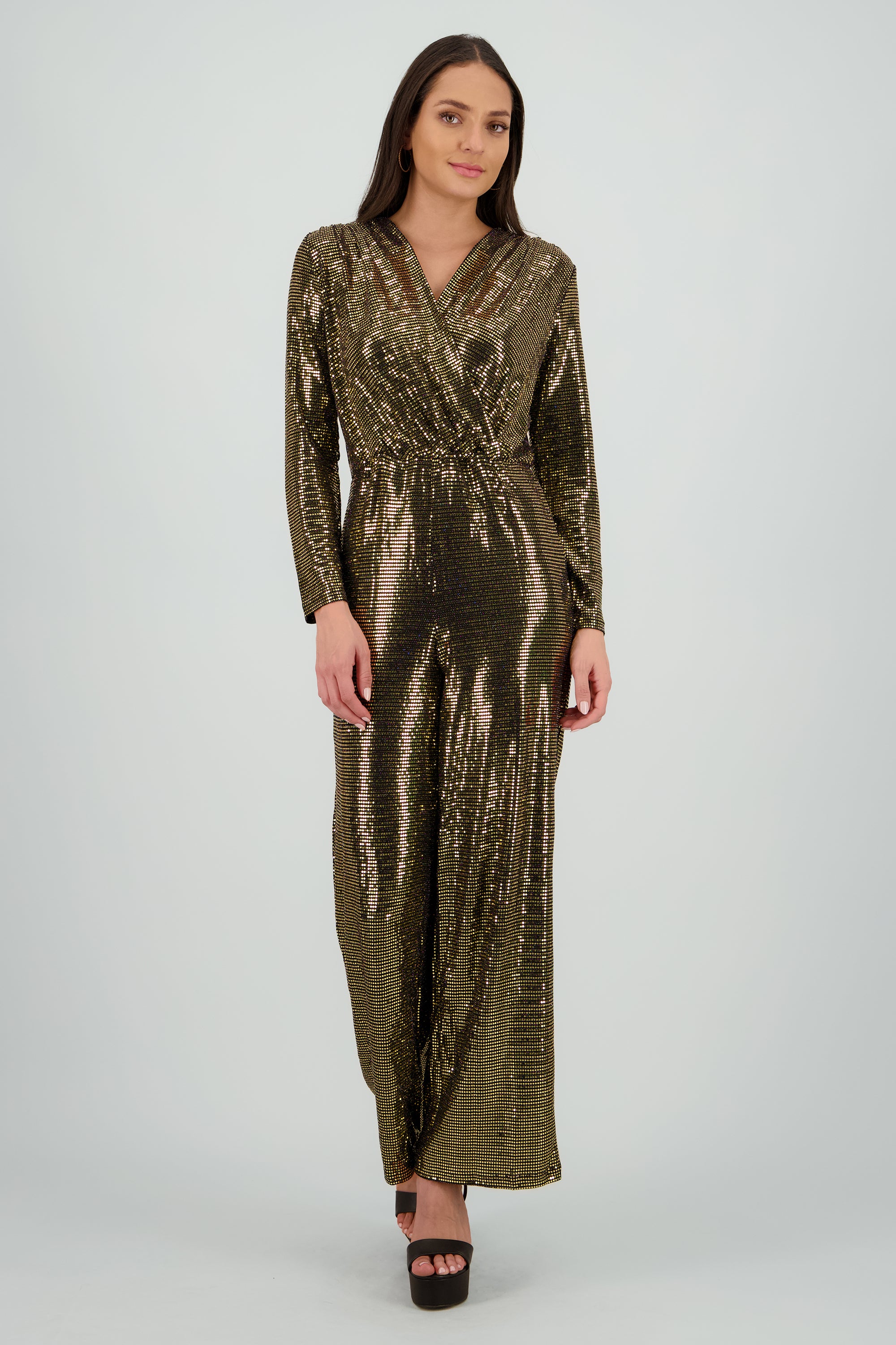 Jumpsuit manga larga con brillos ORO