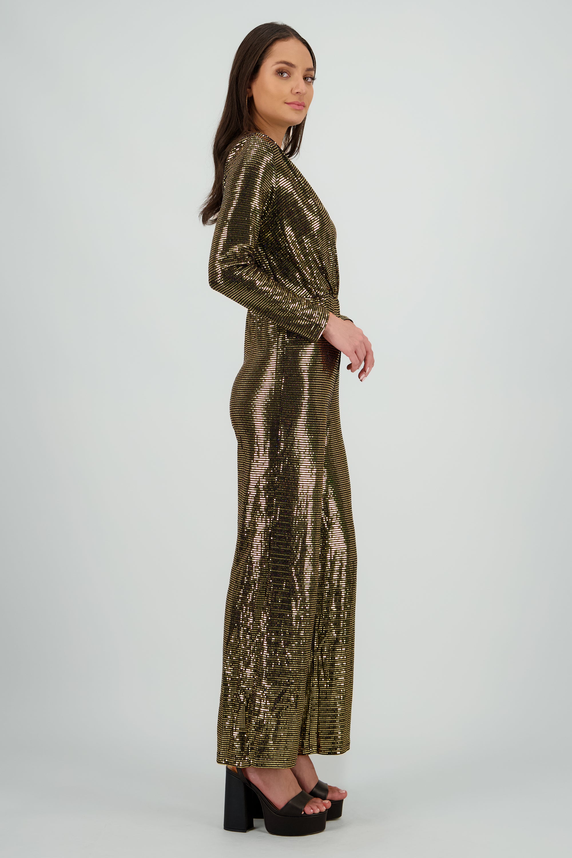 Jumpsuit manga larga con brillos ORO