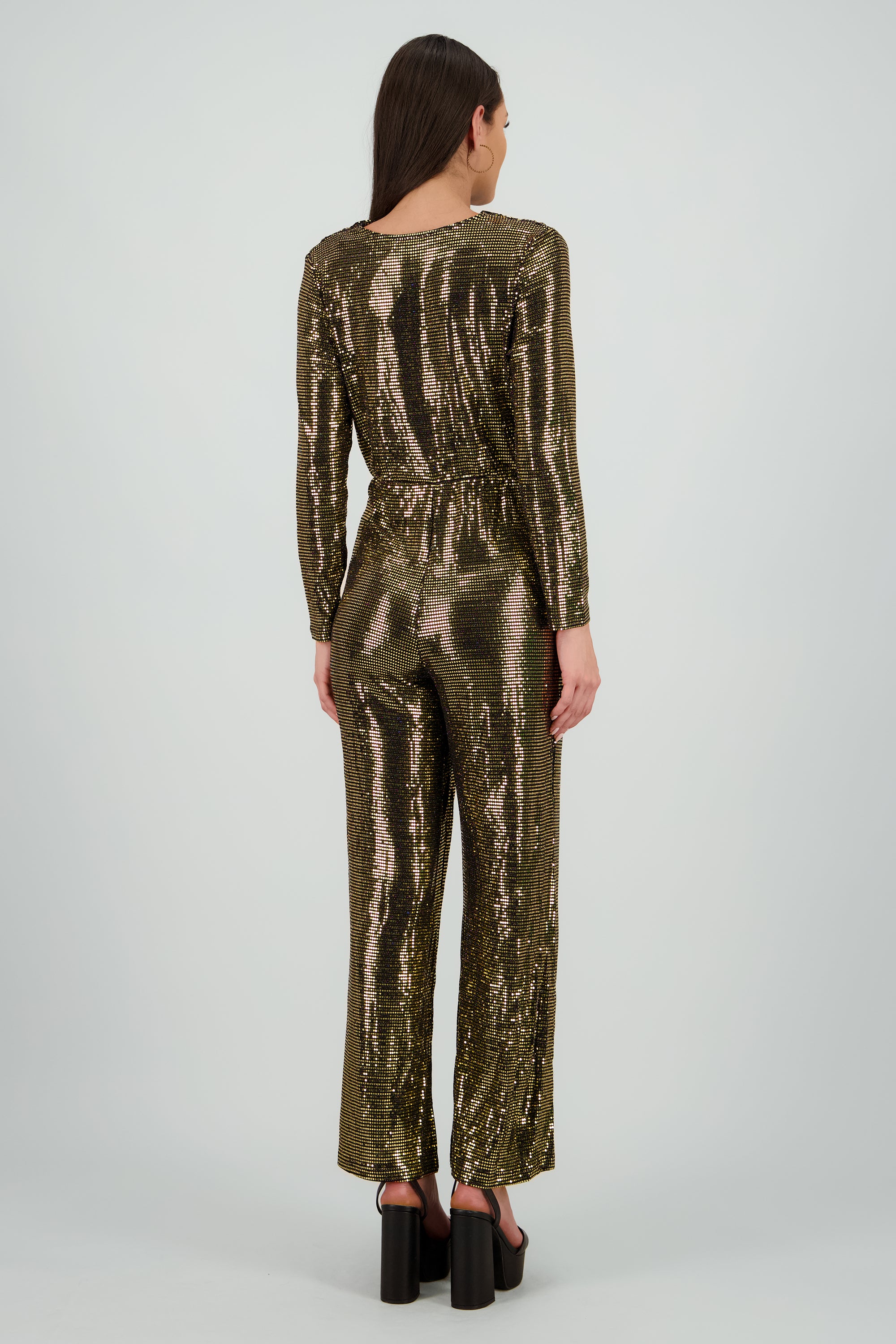 Jumpsuit manga larga con brillos ORO