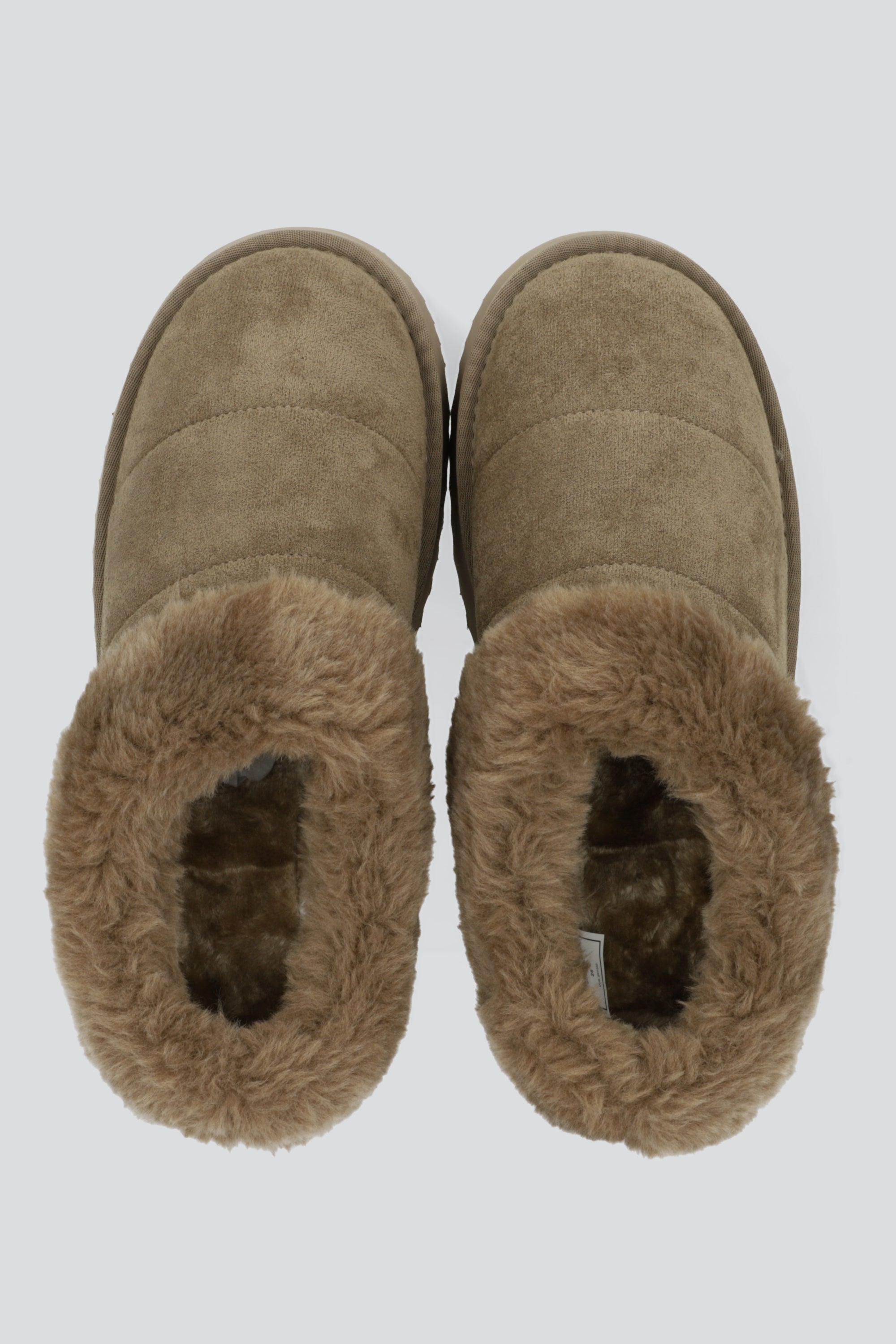 Pantufla mula peluda divicion TAUPE