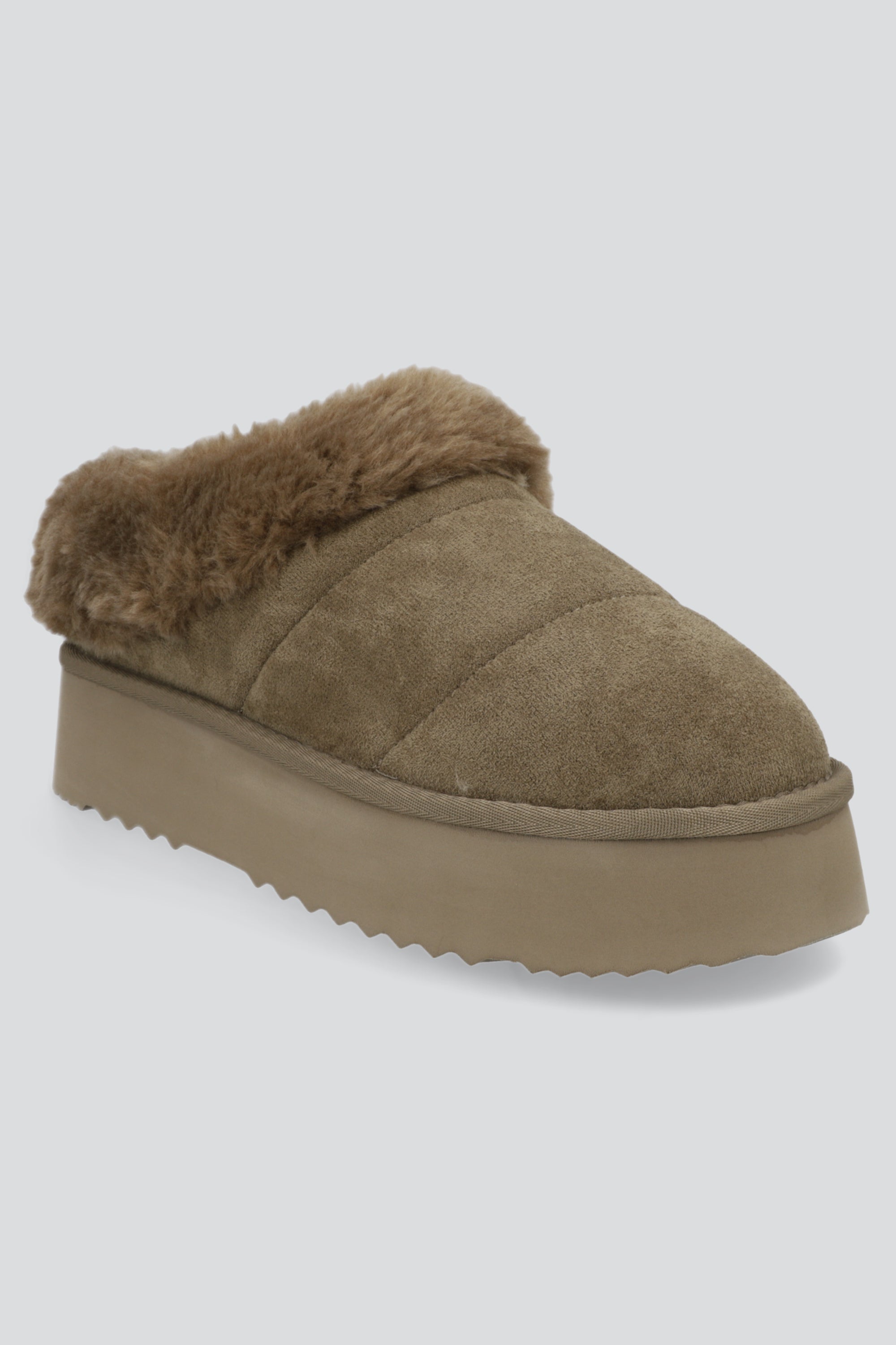 Pantufla mula peluda divicion TAUPE