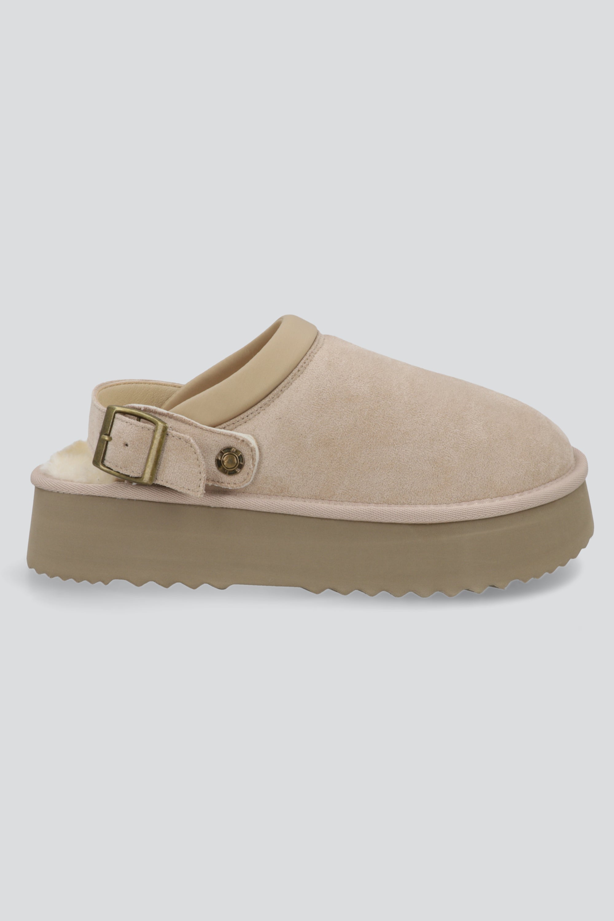 Pantufla zueco sherpa pelo TAUPE