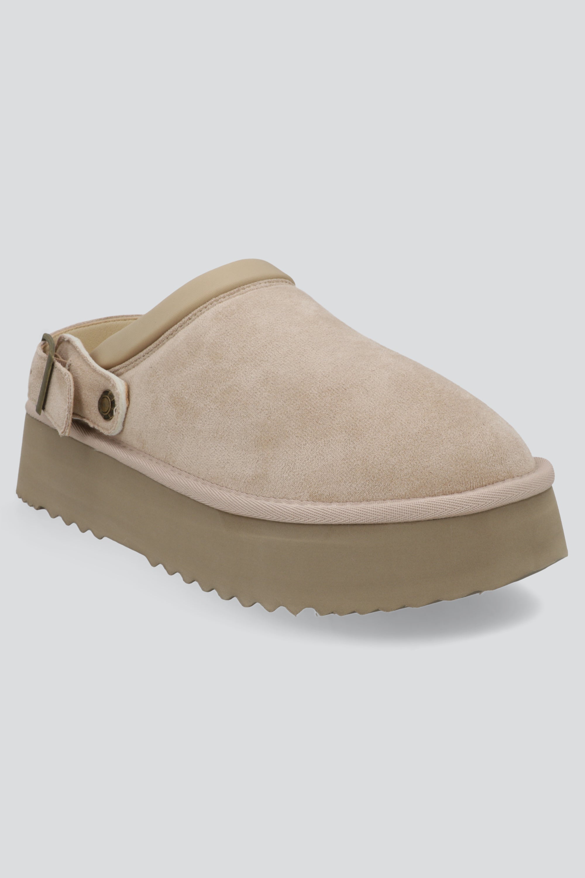 Pantufla zueco sherpa pelo TAUPE