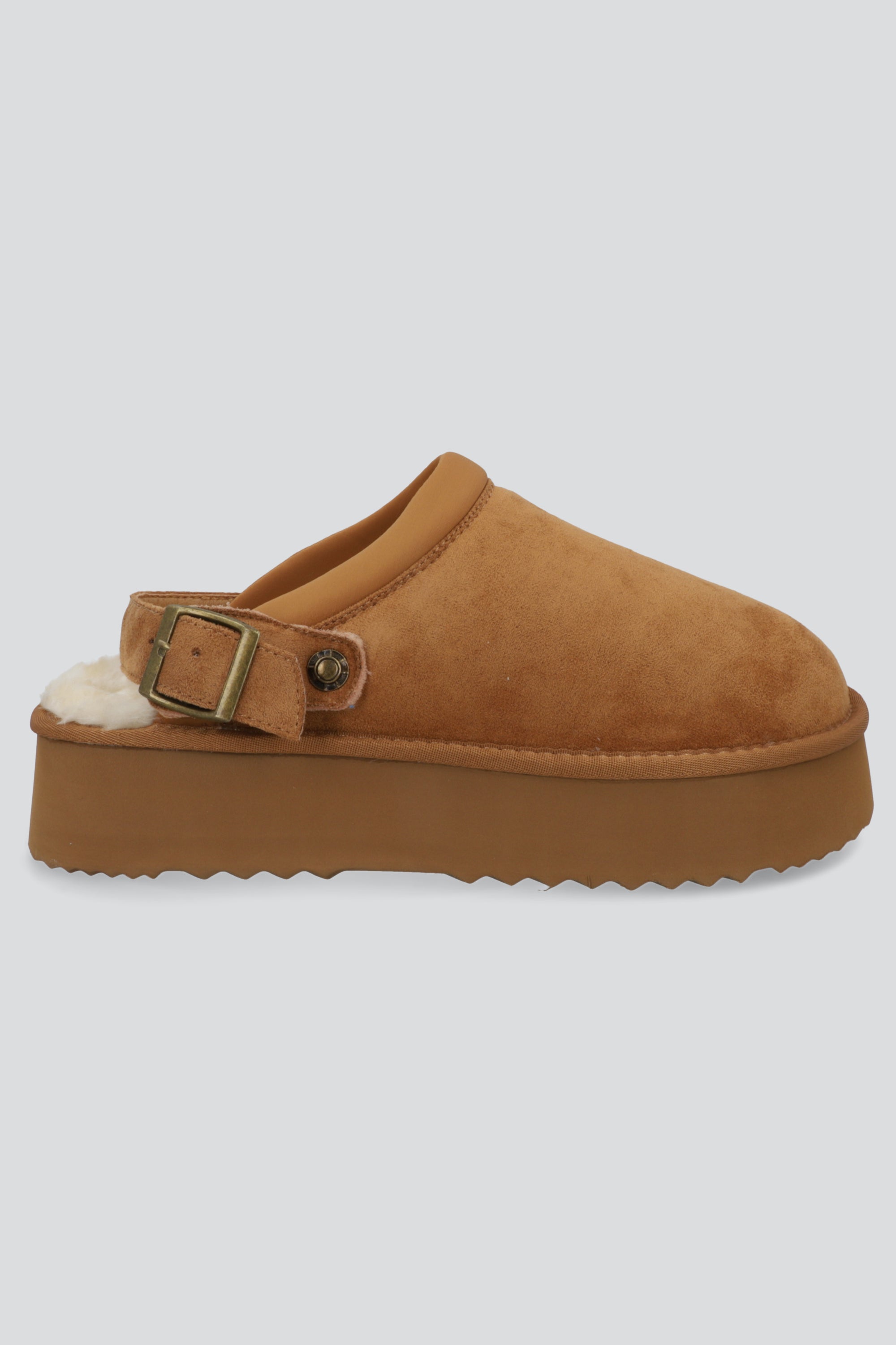 Pantufla zueco sherpa pelo CAMELLO