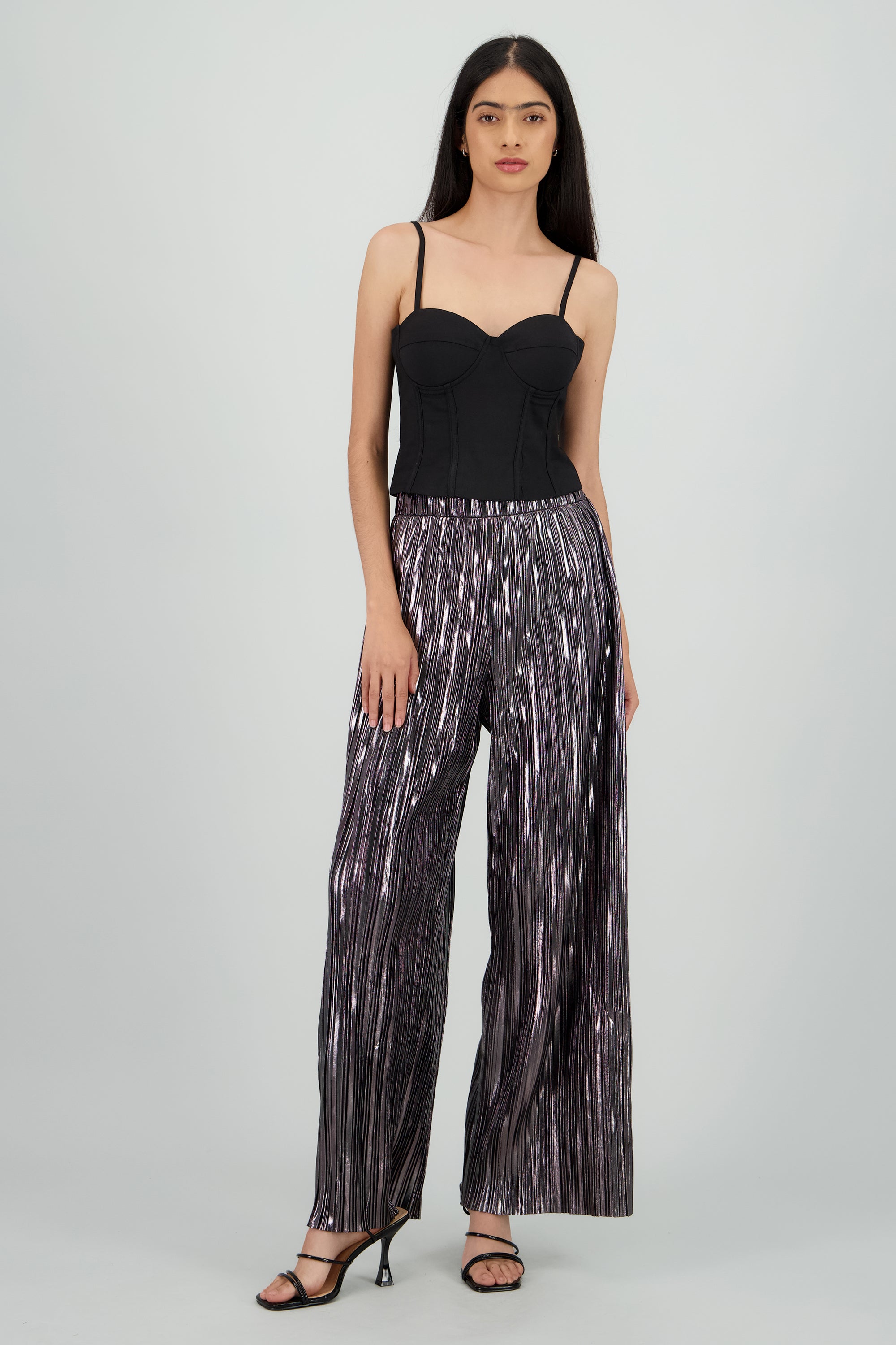 Pantalon amplio lentejuelas PLATA