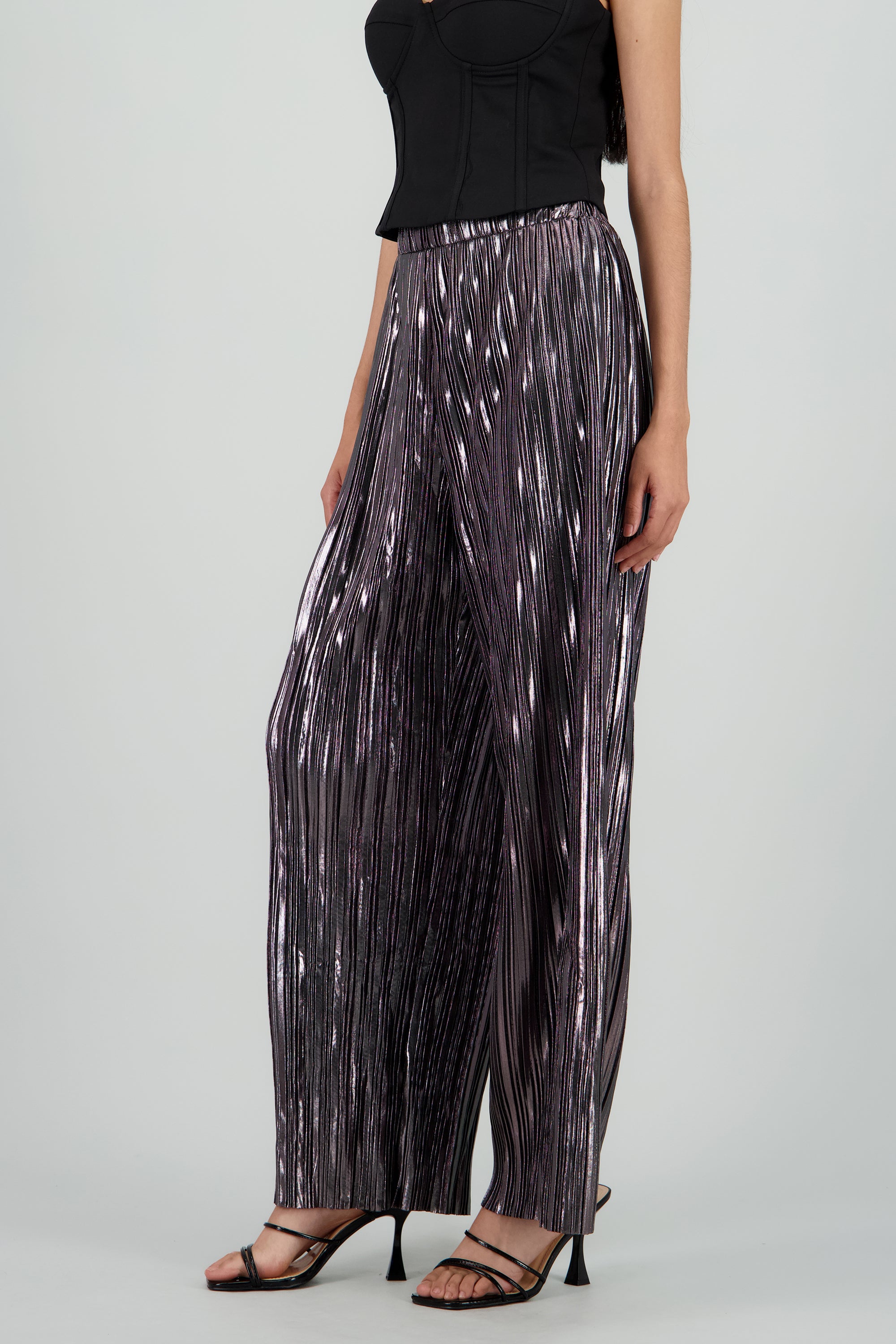 Pantalon amplio lentejuelas PLATA