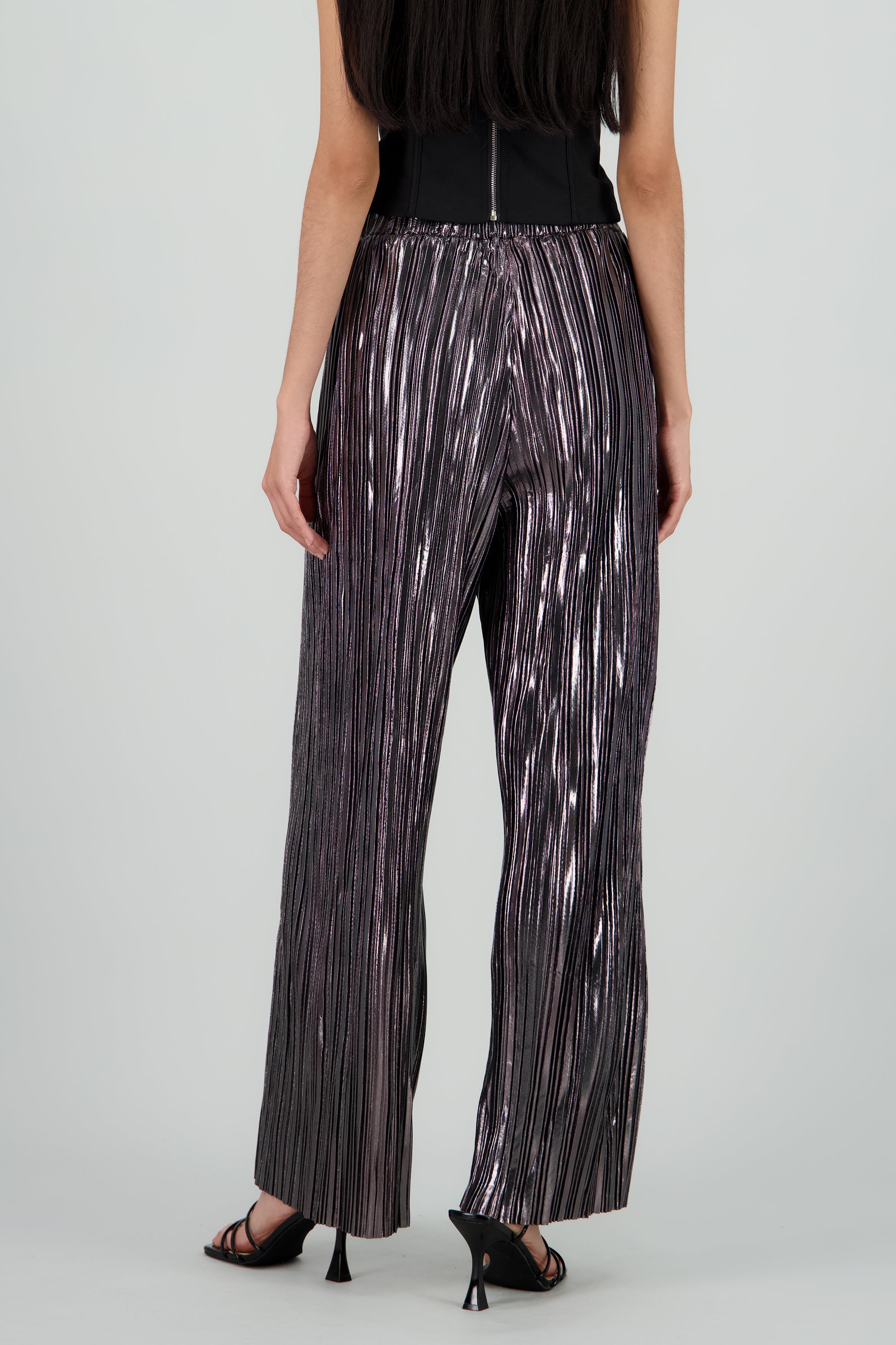 Pantalon amplio lentejuelas PLATA