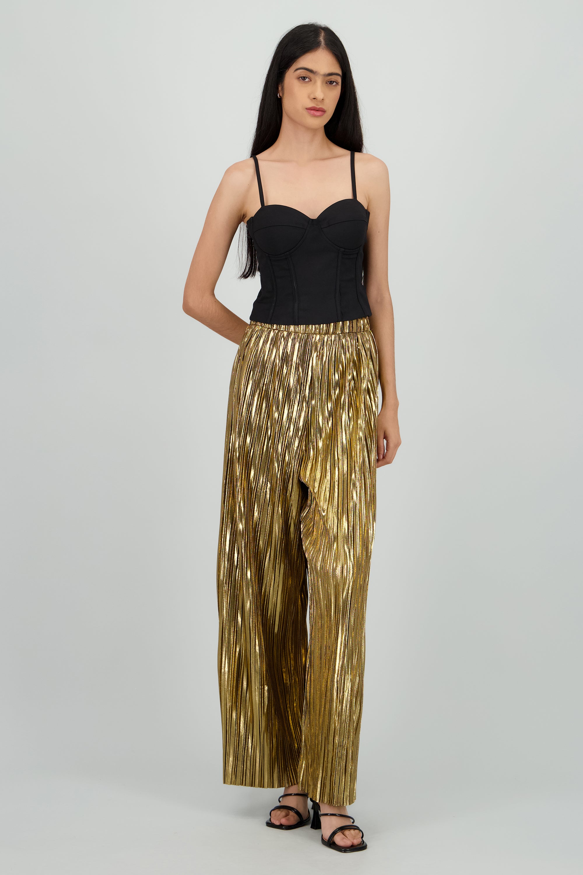 Pantalon amplio lentejuelas ORO