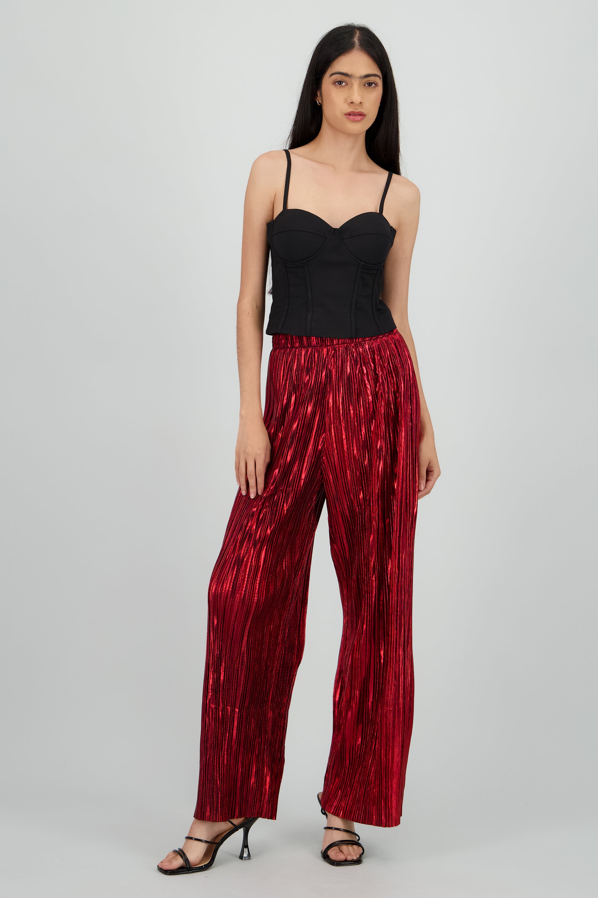 Pantalon amplio lentejuelas ROJO