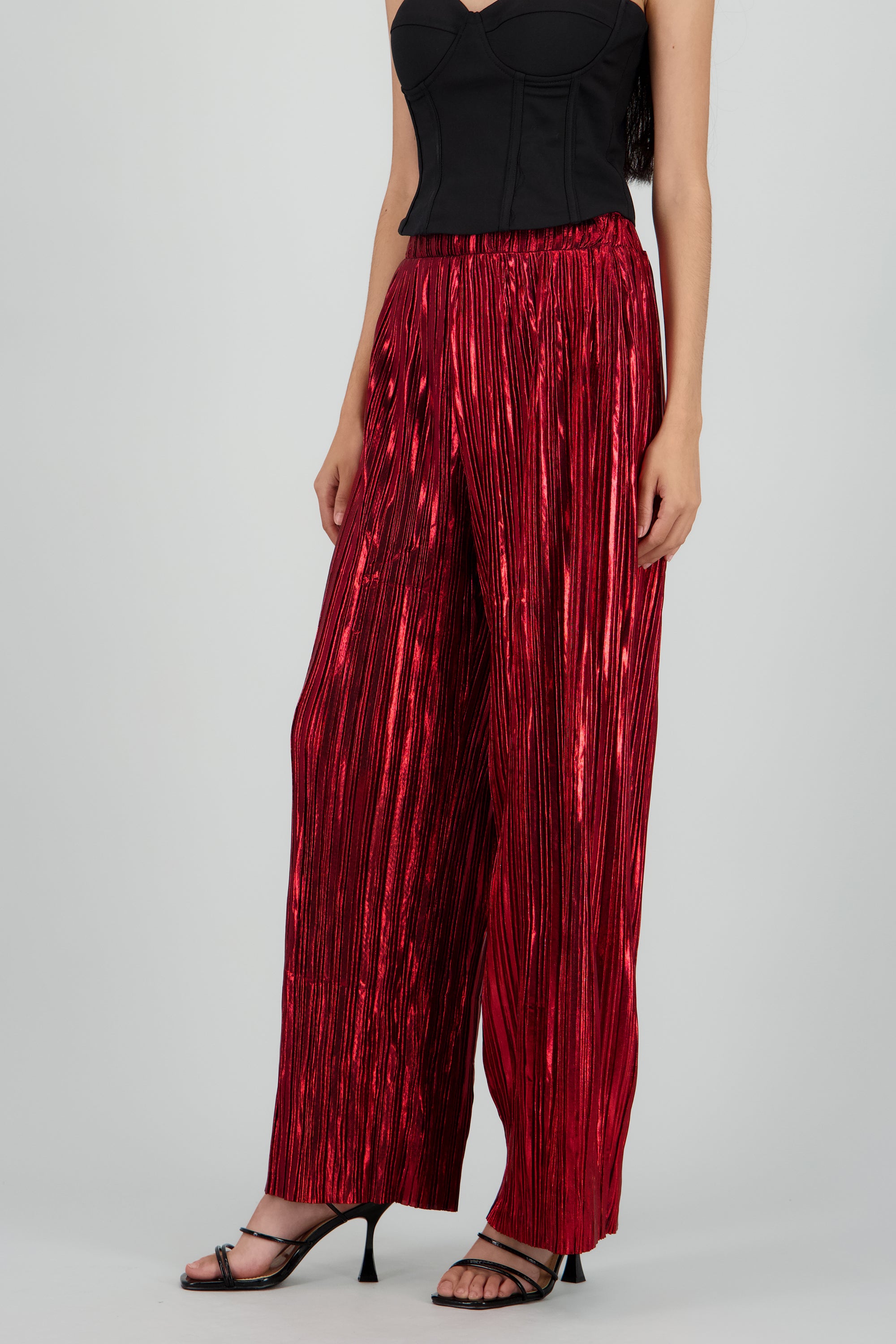 Pantalon amplio lentejuelas ROJO