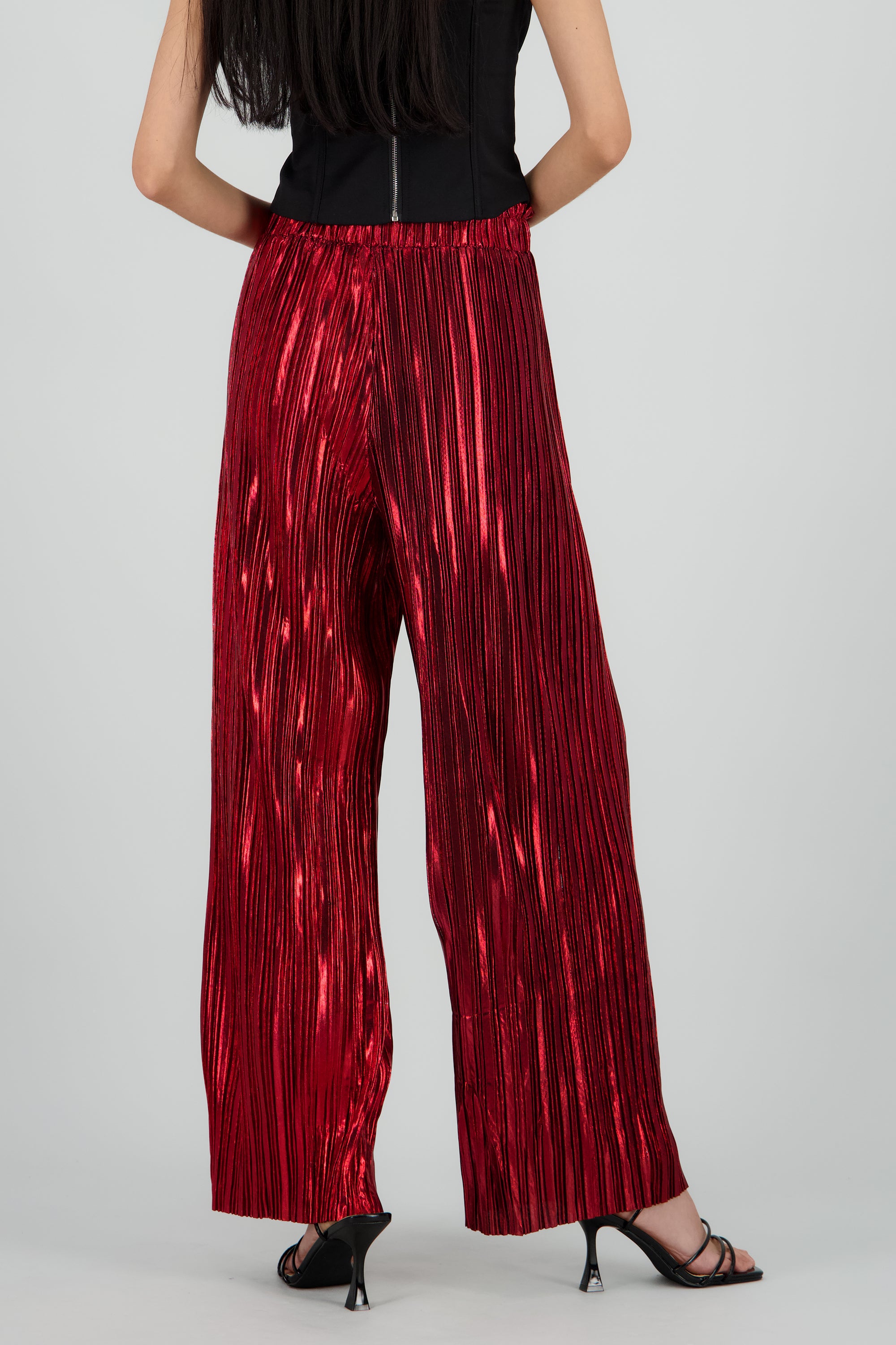 Pantalon amplio lentejuelas ROJO