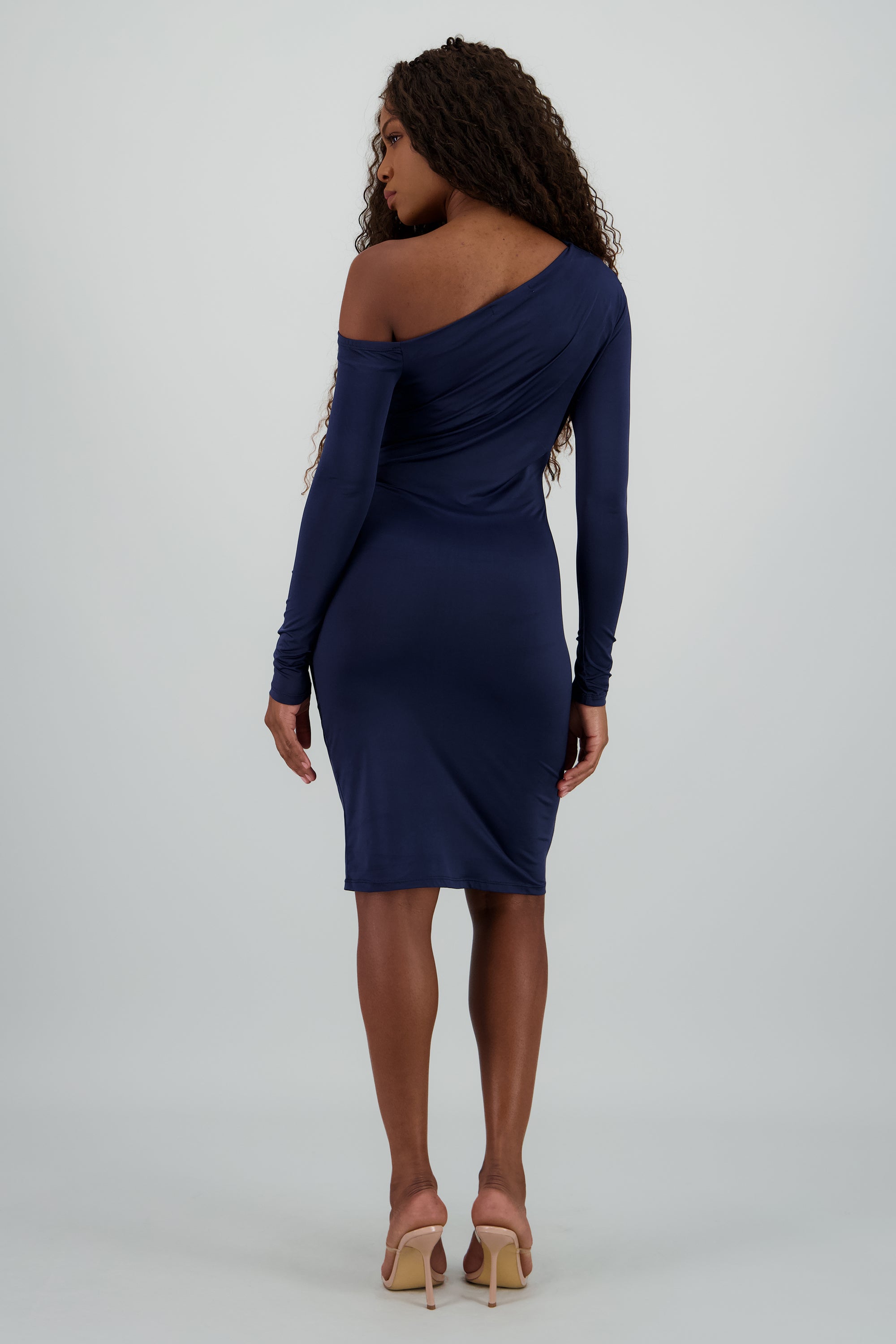 Vestido midi asimetrico manga larga MARINO