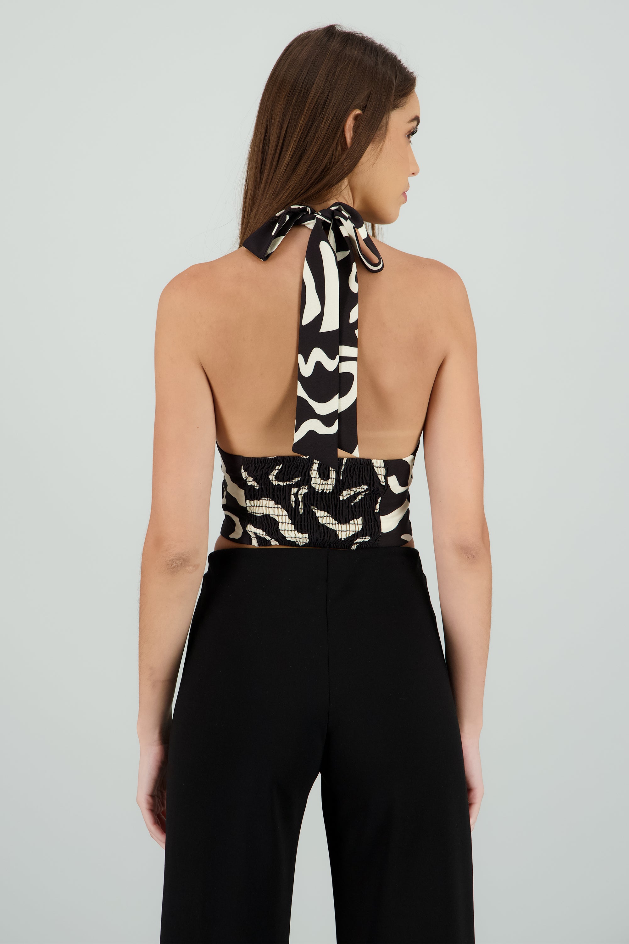 Chaleco halter detalle estampado NEGRO COMBO