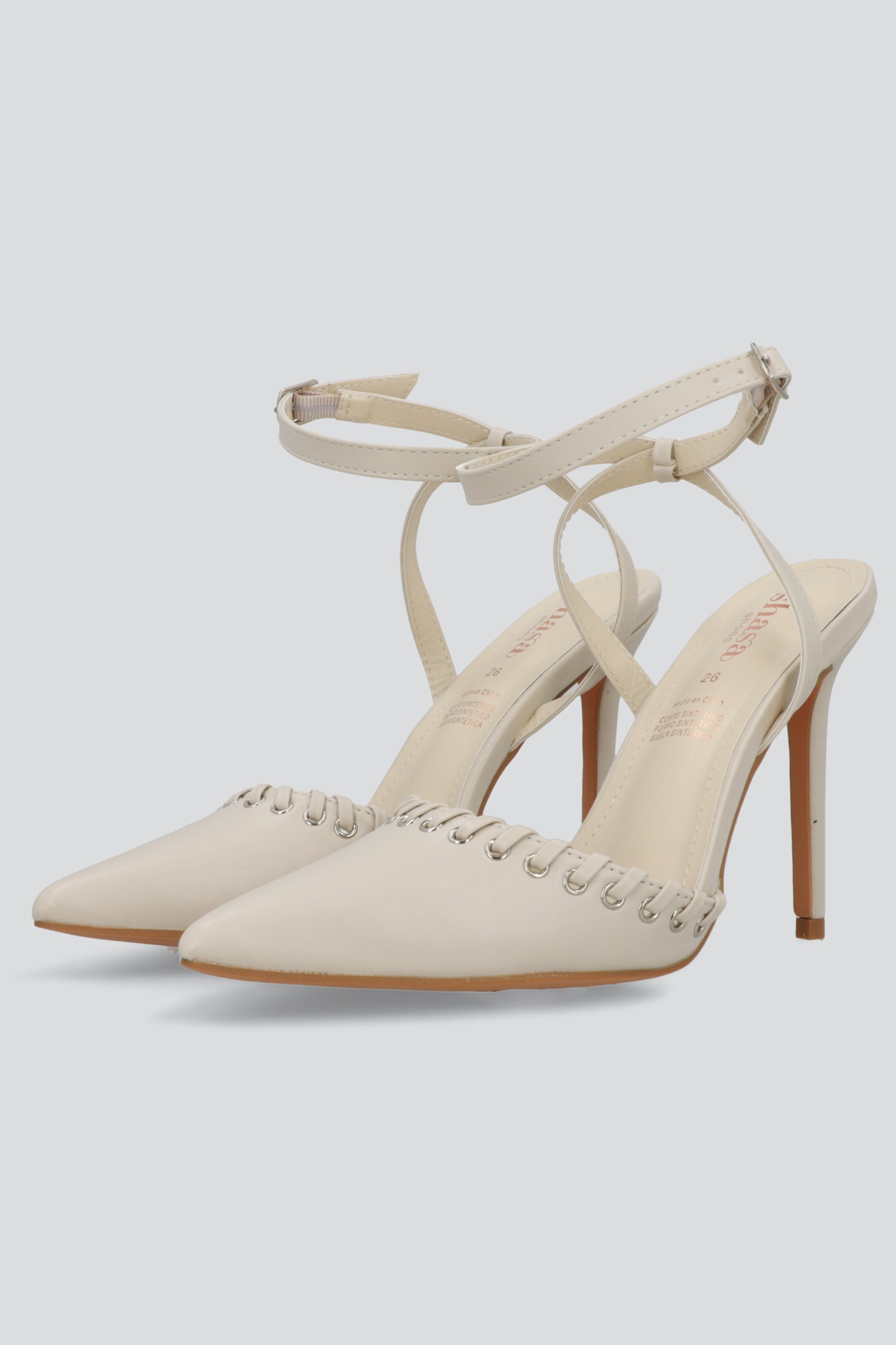 Tacon puntal eyeleds tira trenzada HUESO