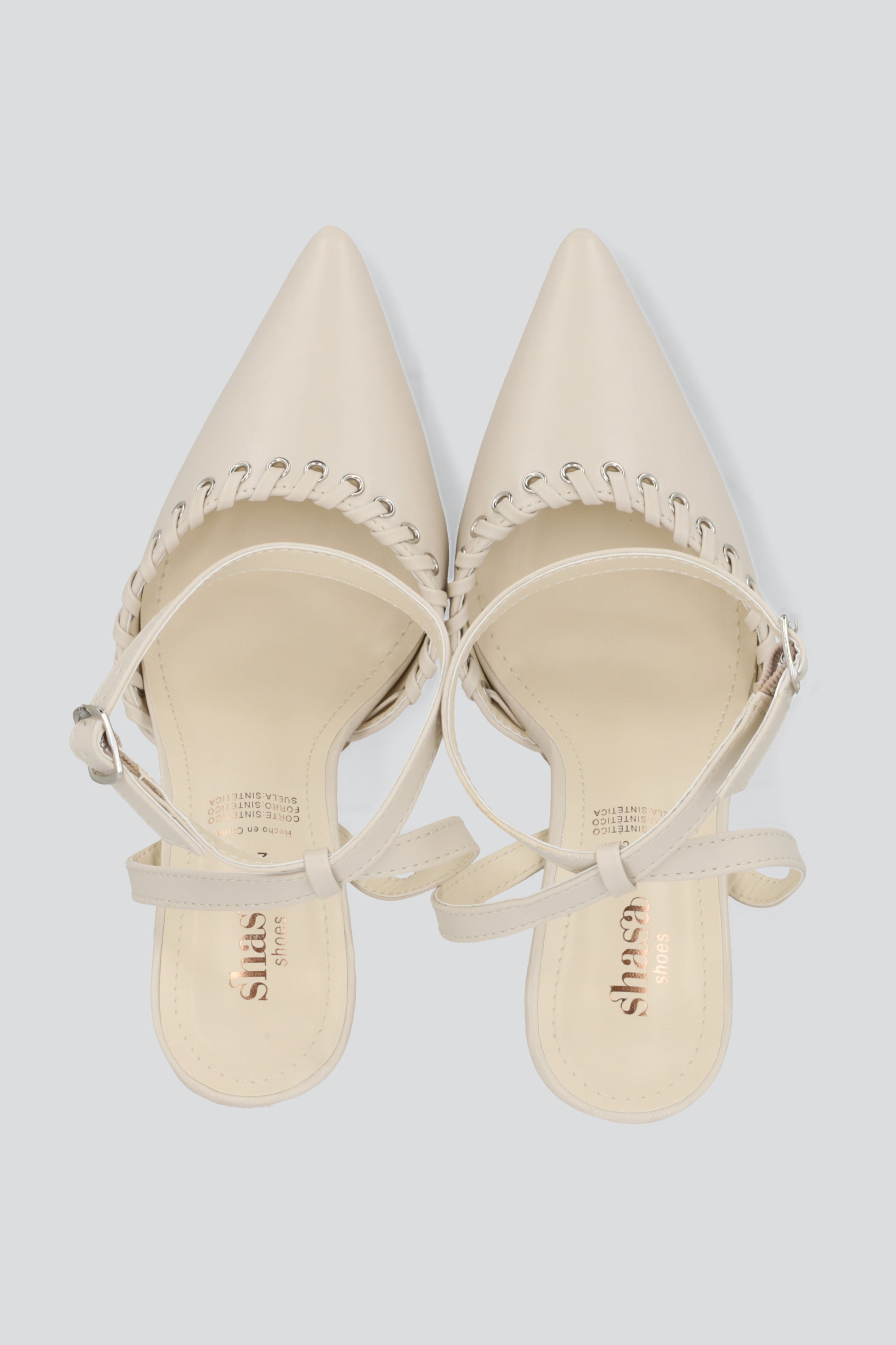 Tacon puntal eyeleds tira trenzada HUESO