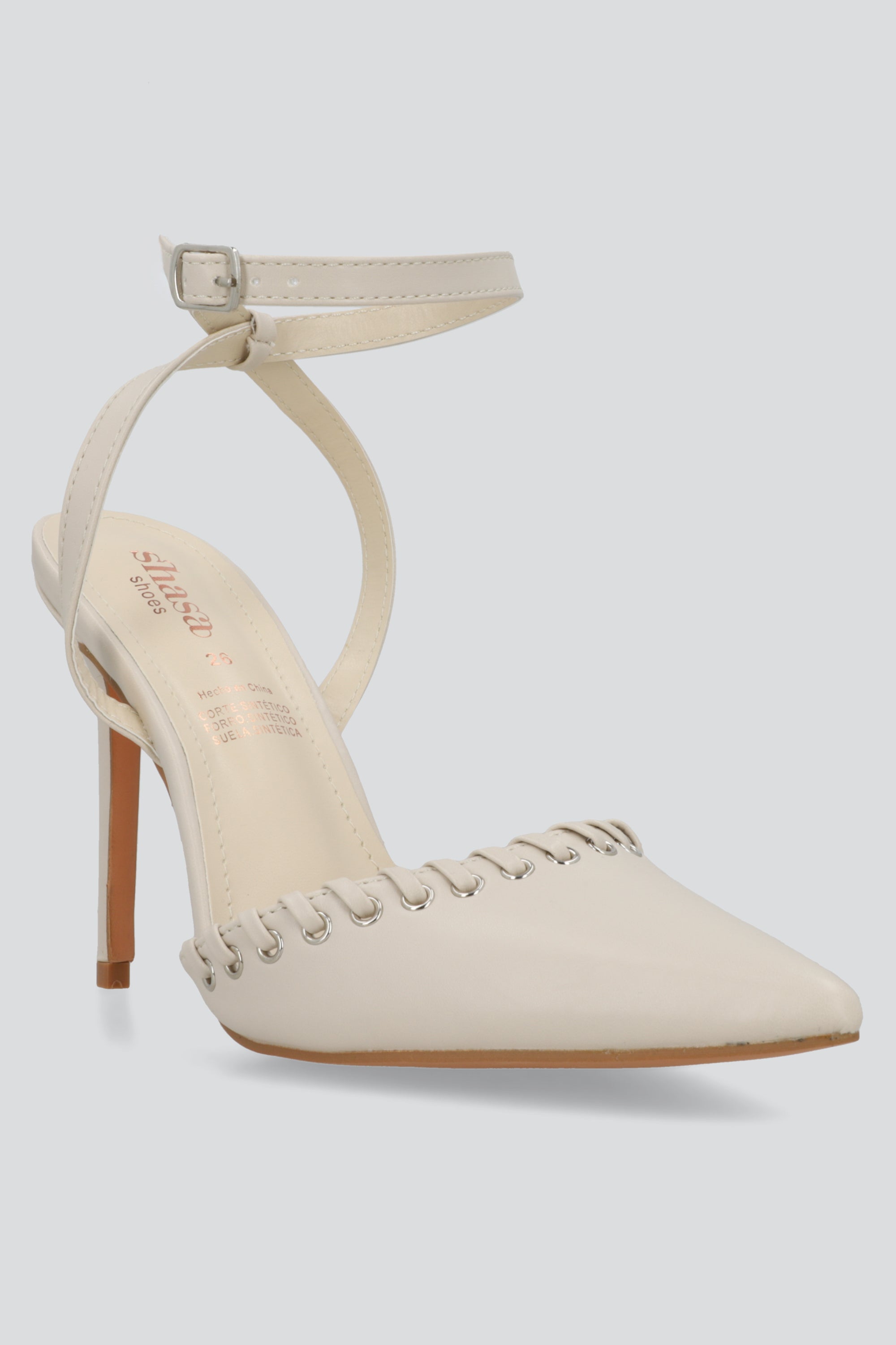 Tacon puntal eyeleds tira trenzada HUESO