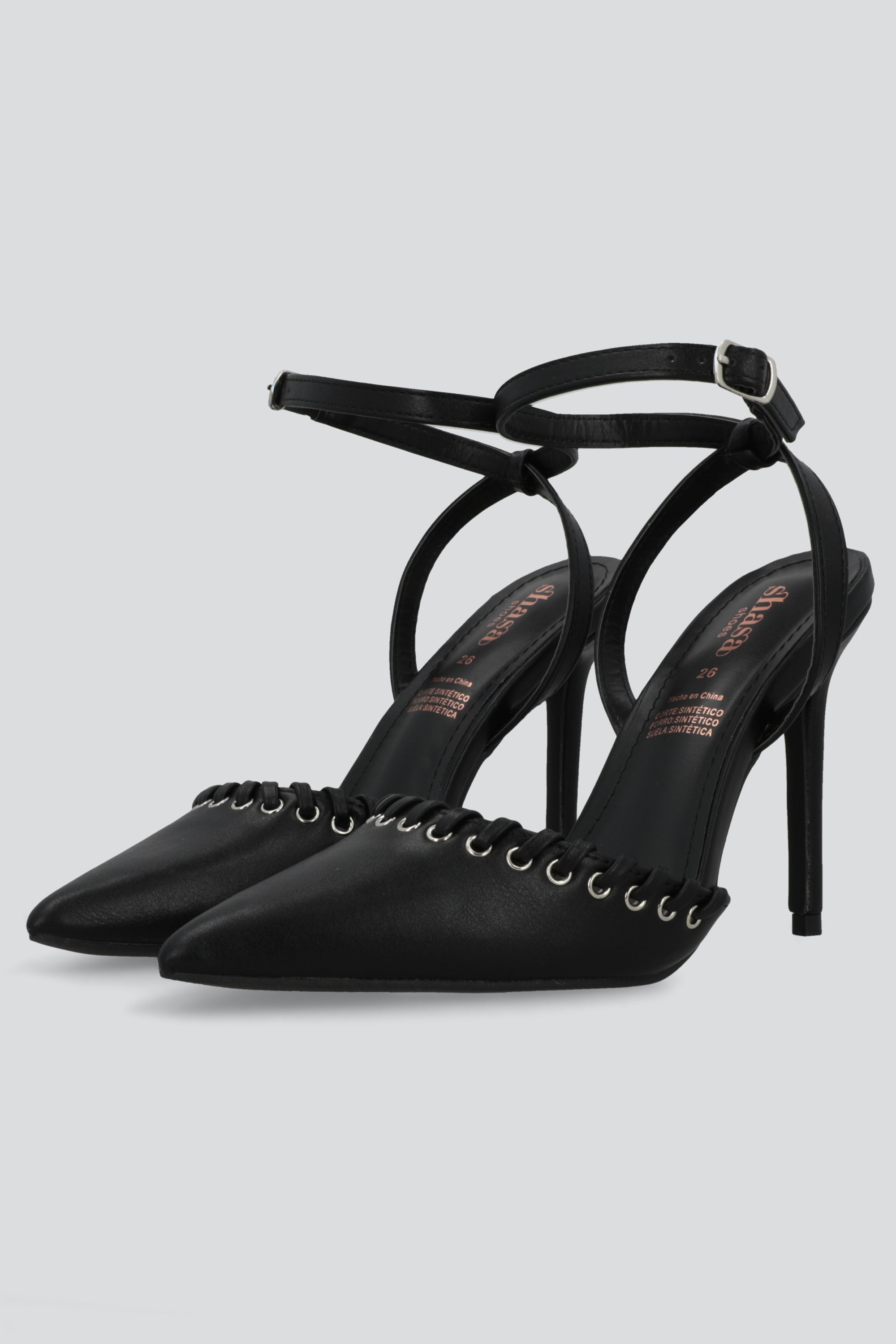 Tacon puntal eyeleds tira trenzada NEGRO