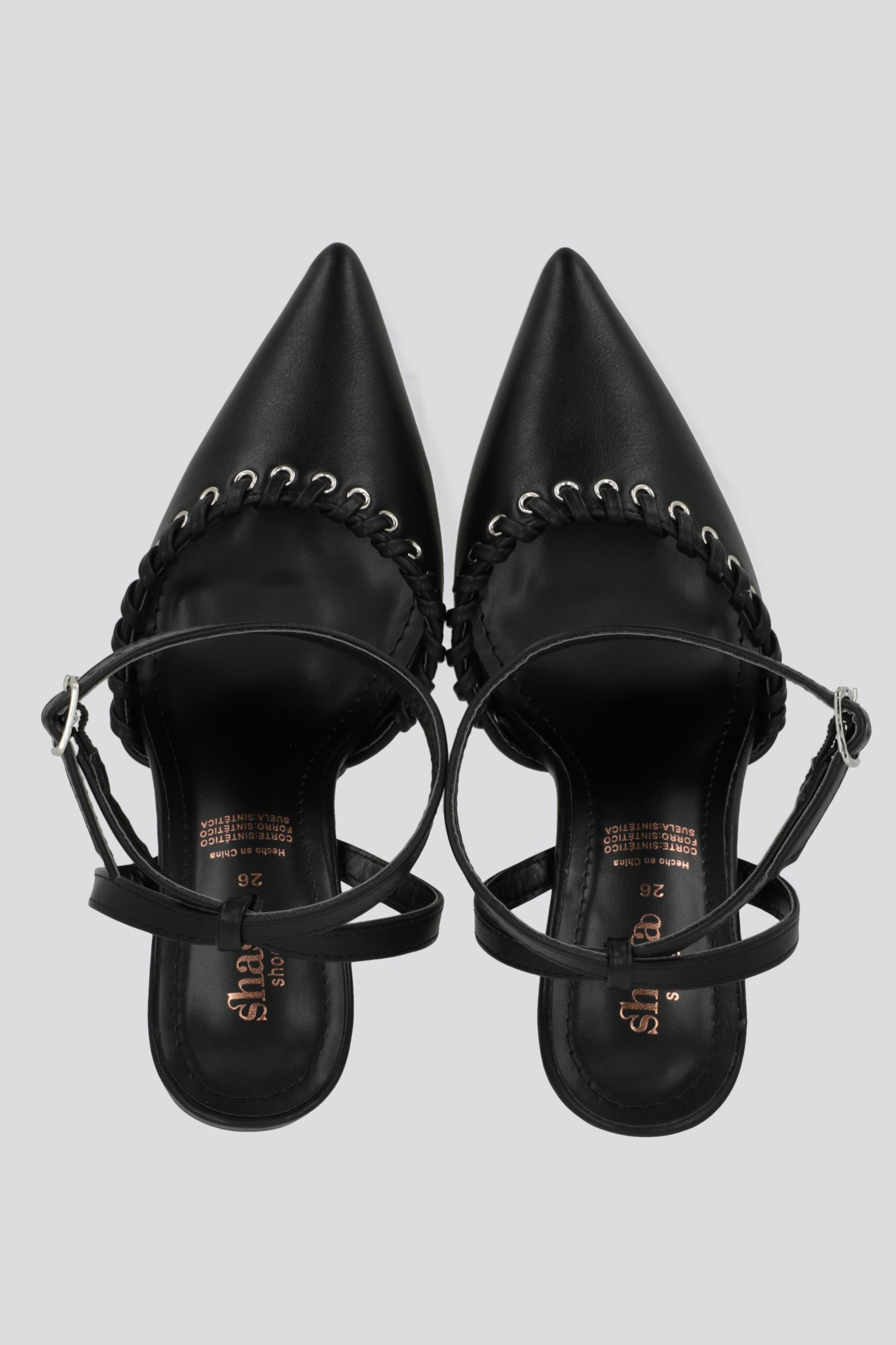 Tacon puntal eyeleds tira trenzada NEGRO