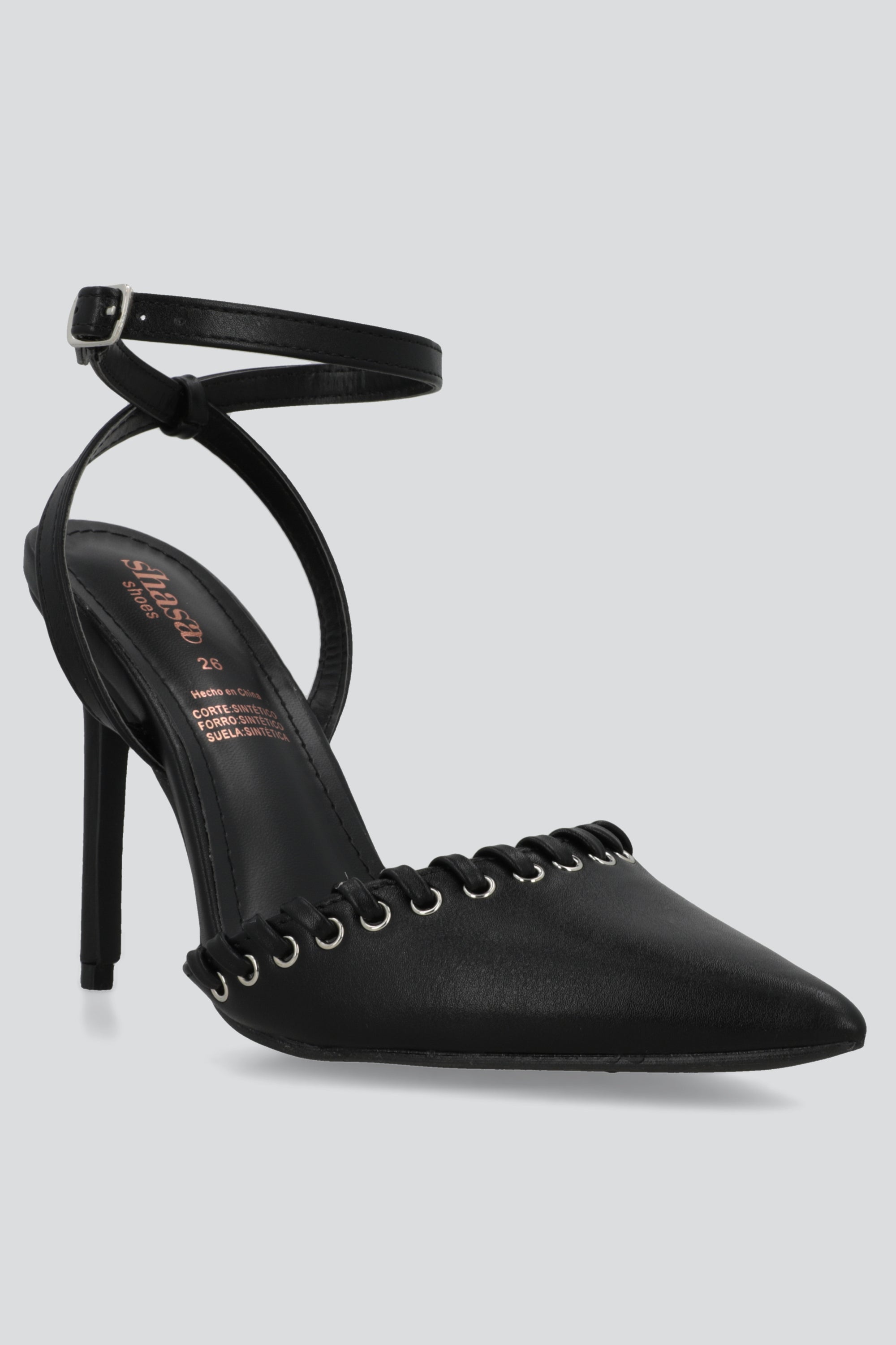 Tacon puntal eyeleds tira trenzada NEGRO