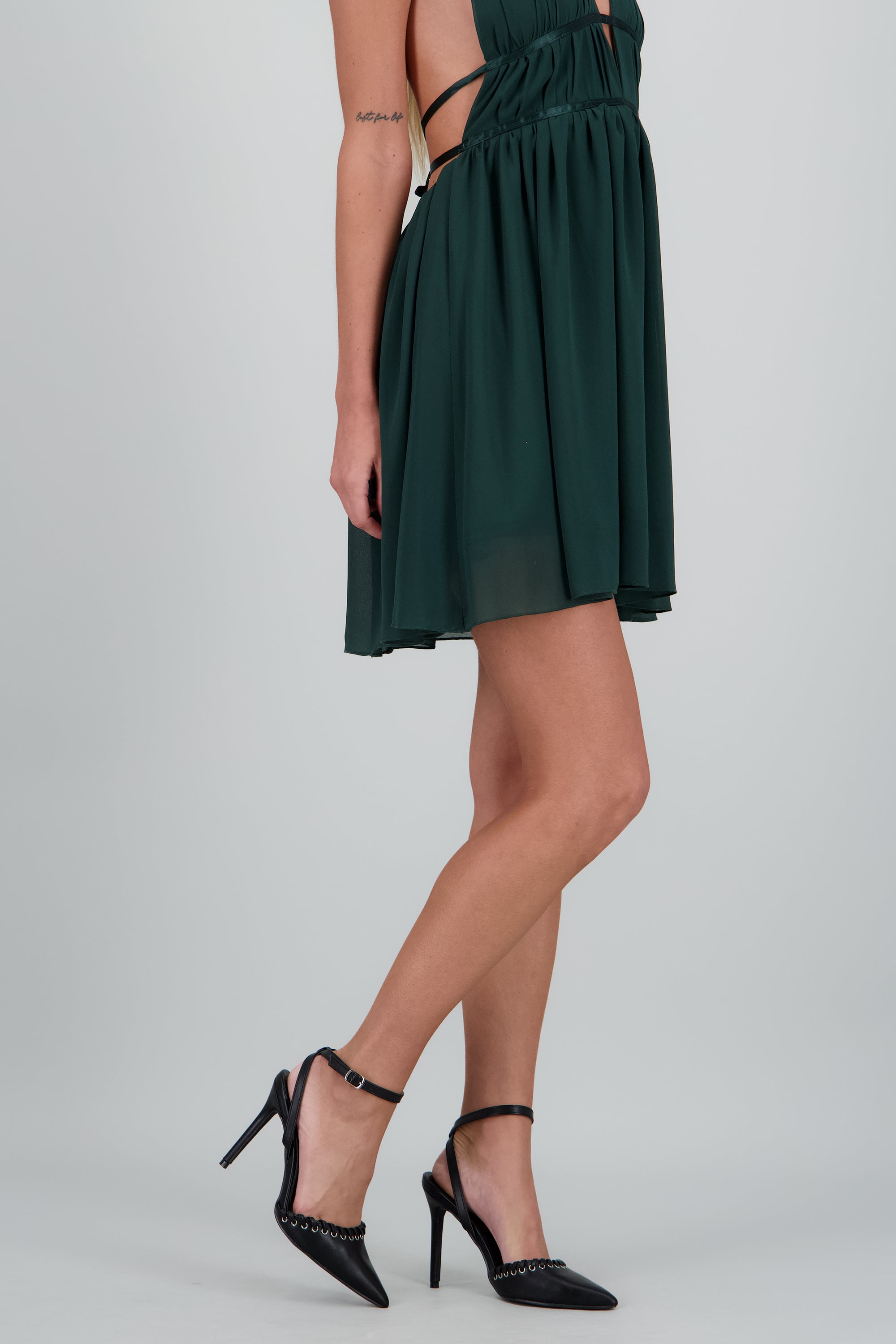 Tacon puntal eyeleds tira trenzada NEGRO