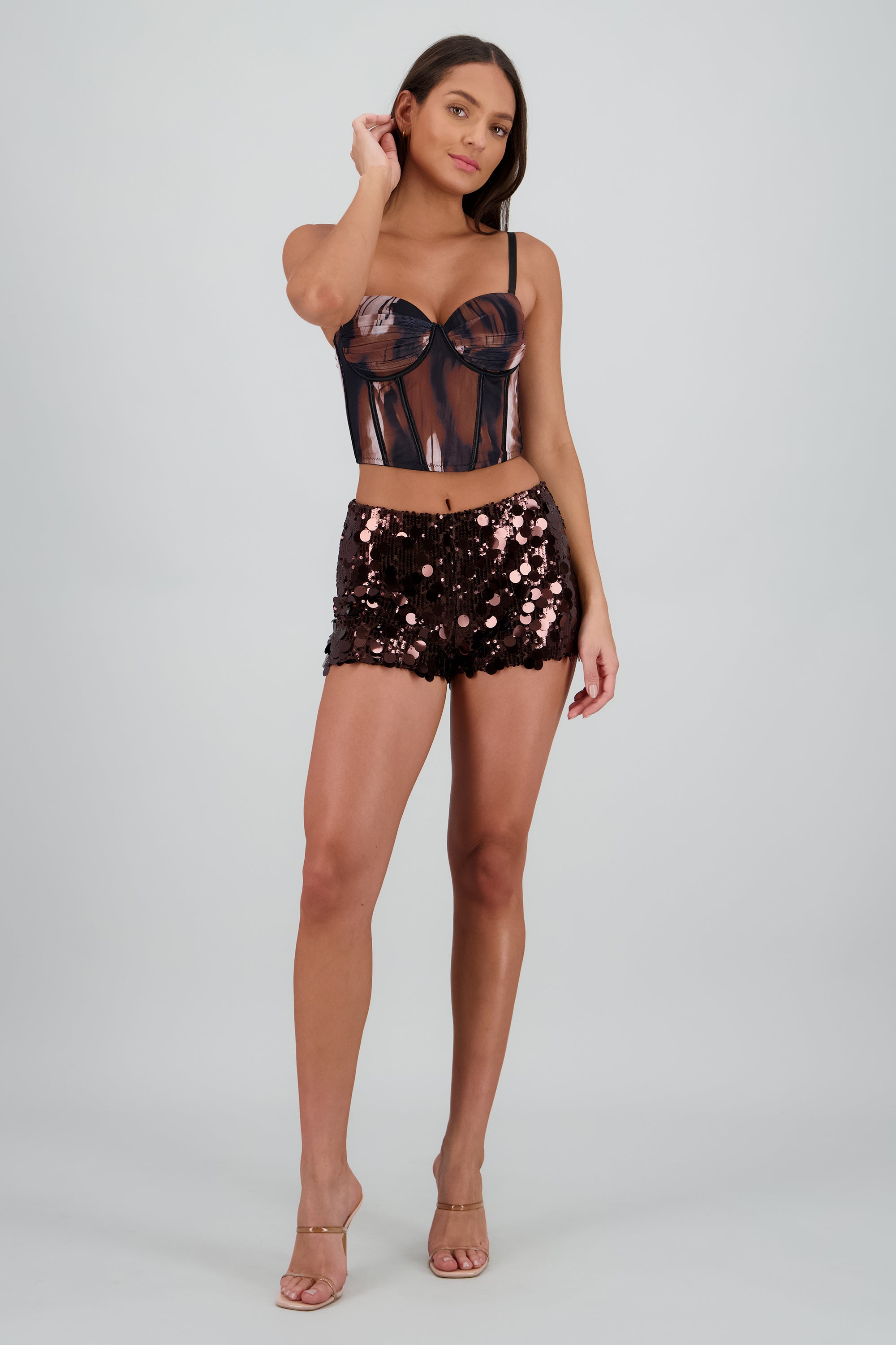 Shorts de lentejuela mini CHOCOLATE