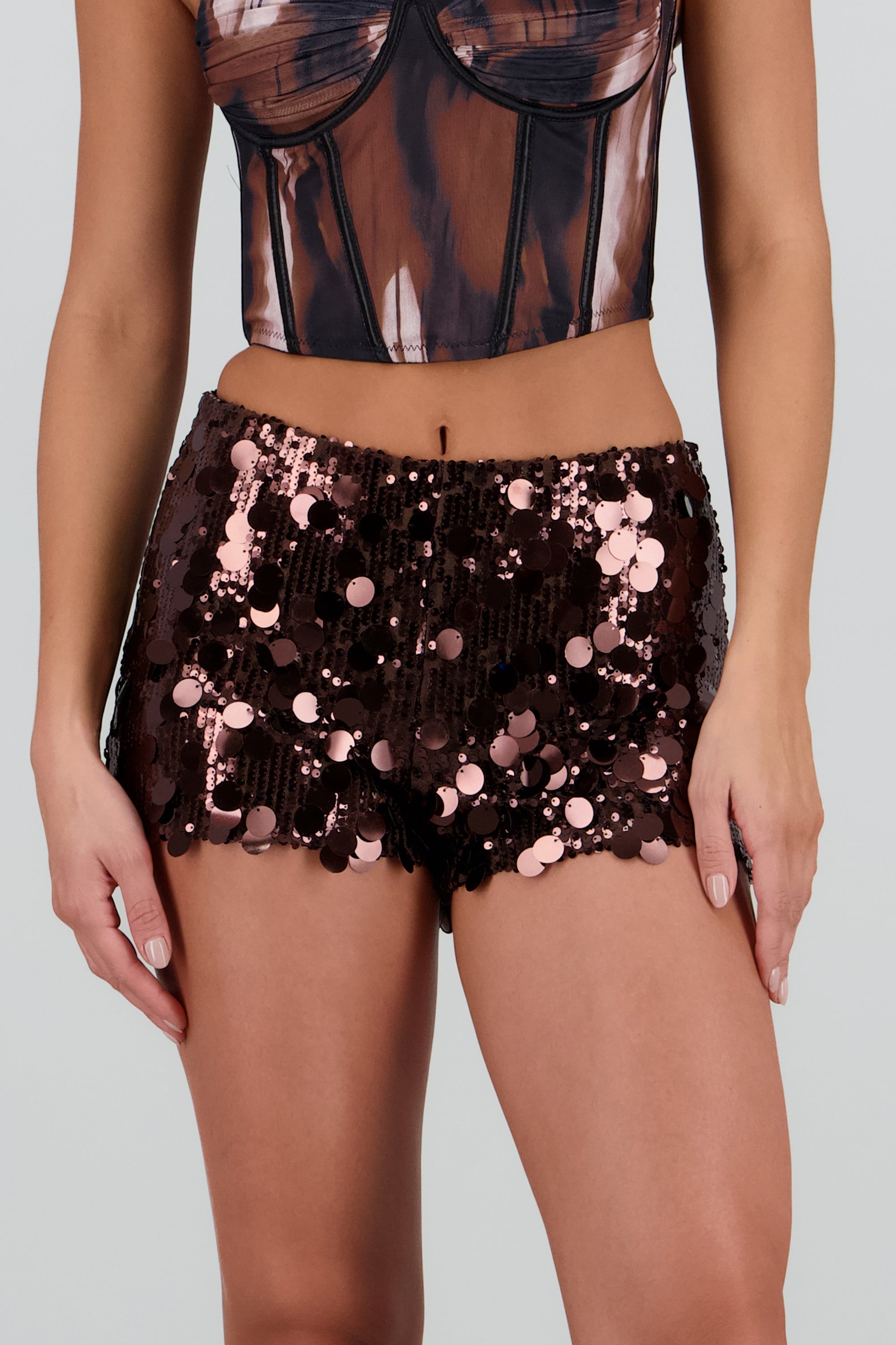 Shorts de lentejuela mini CHOCOLATE