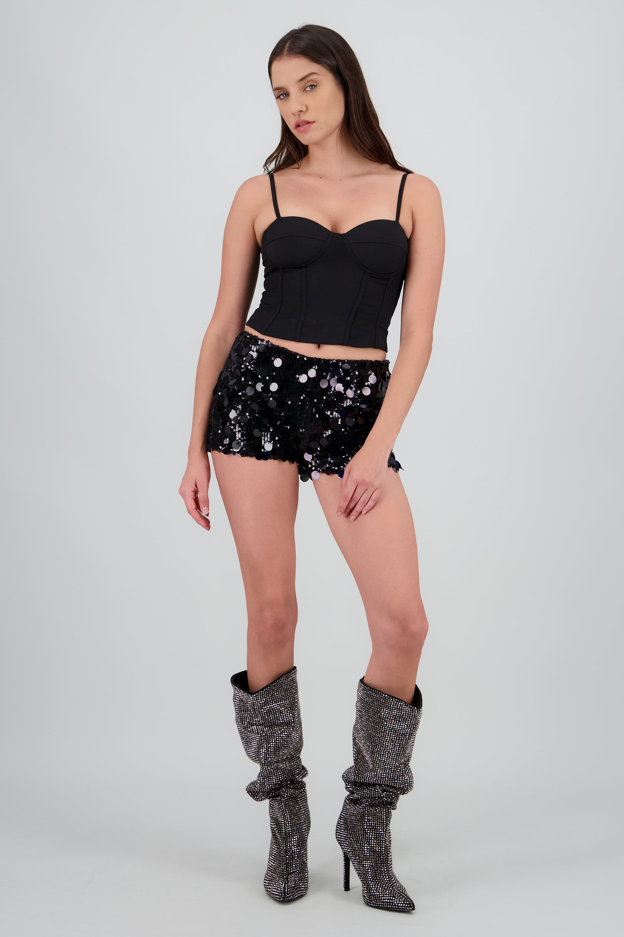 Shorts de lentejuela mini NEGRO