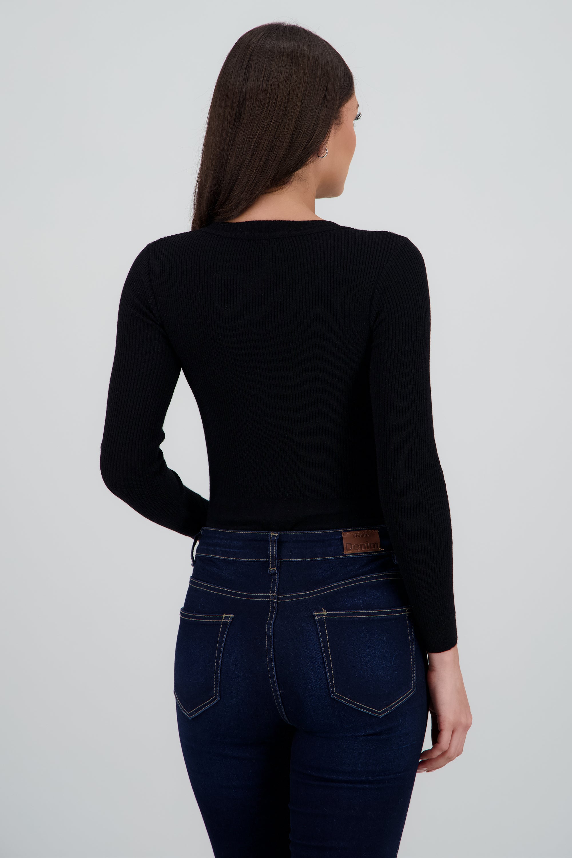 Bodysuit tejido liso manga larga NEGRO