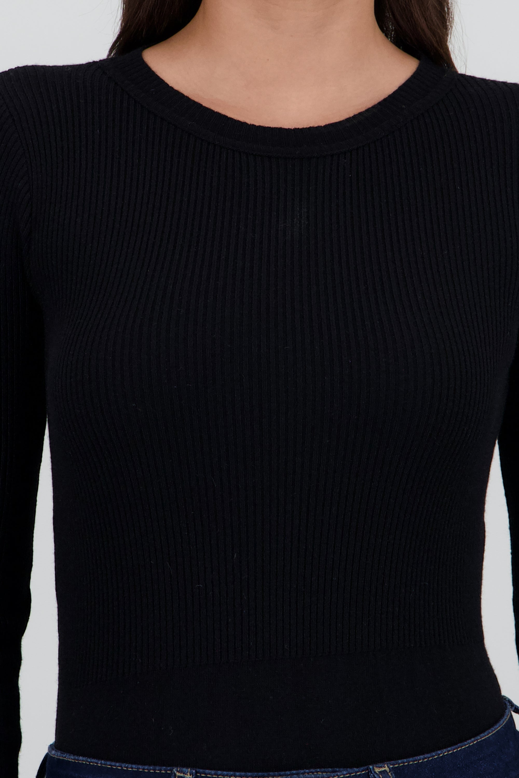 Bodysuit tejido liso manga larga NEGRO