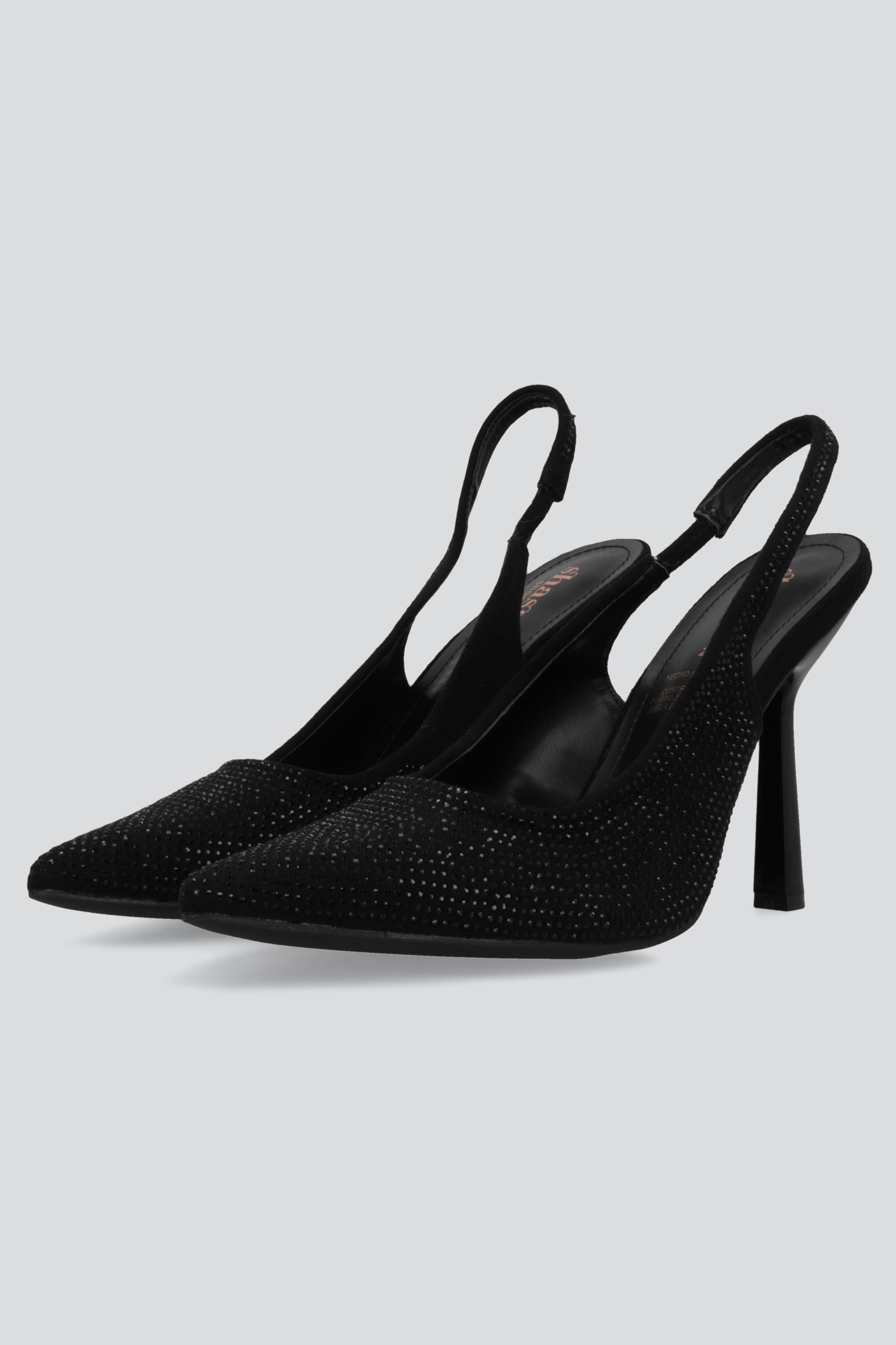 Tacon puntal slingback full brillos NEGRO