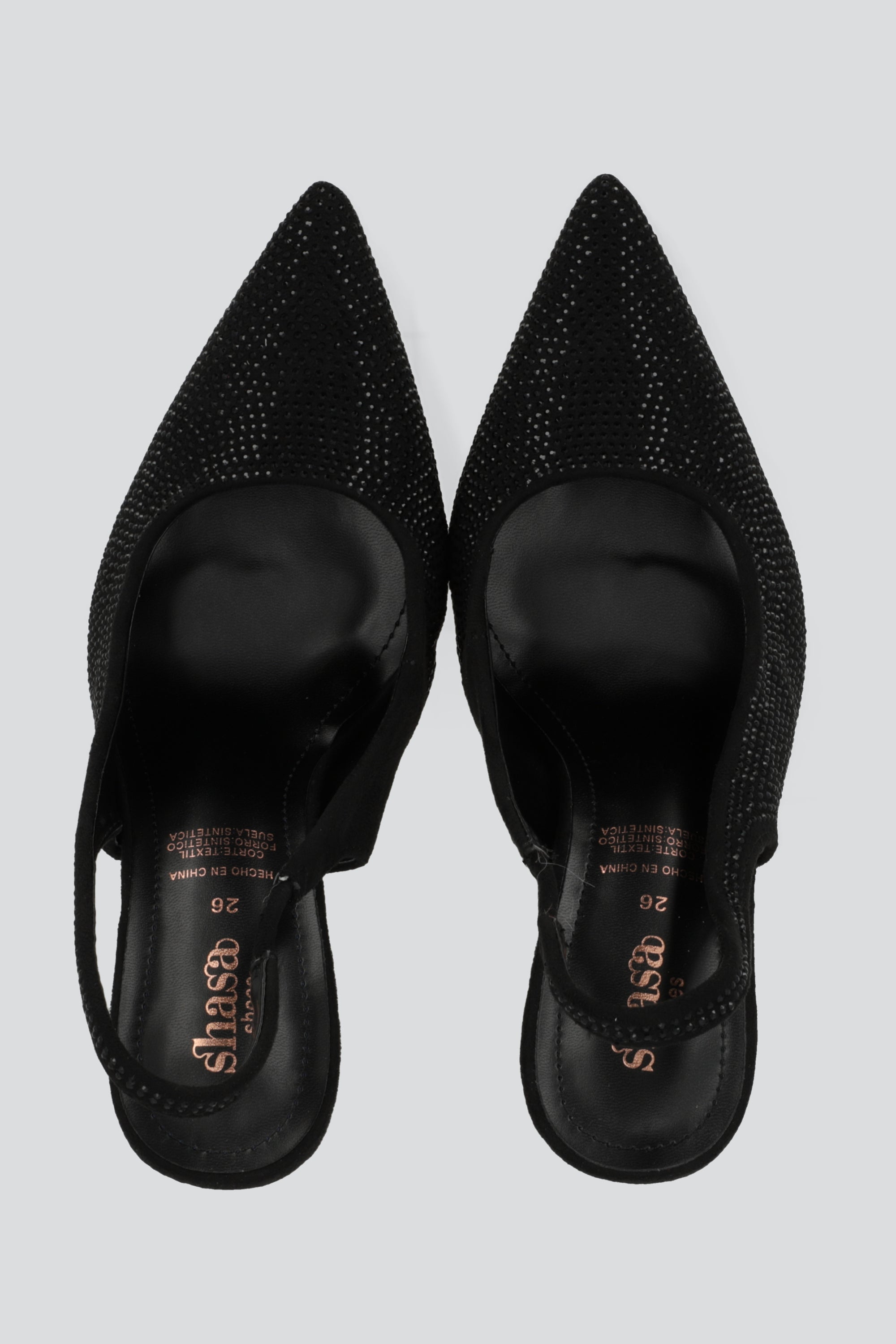 Tacon puntal slingback full brillos NEGRO