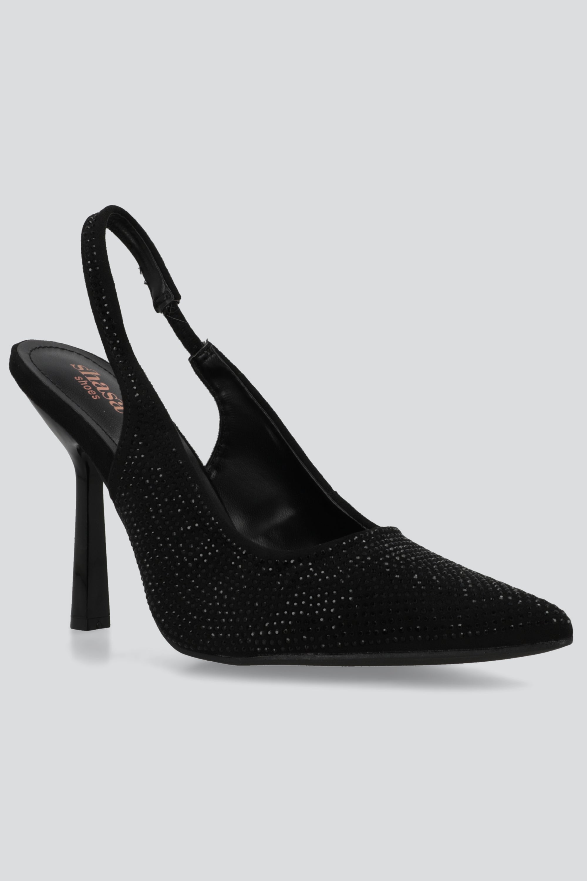 Tacon puntal slingback full brillos NEGRO