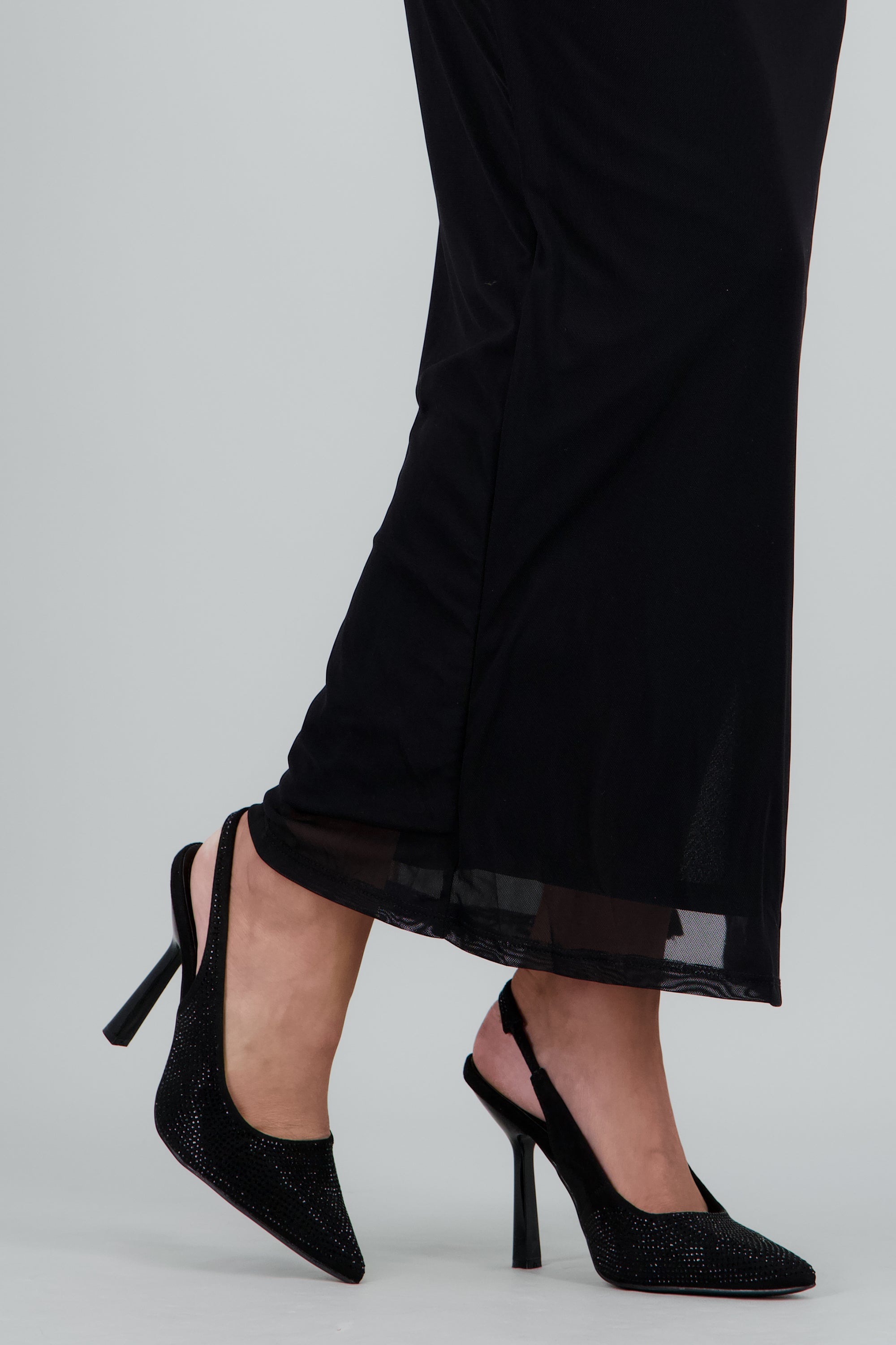 Tacon puntal slingback full brillos NEGRO