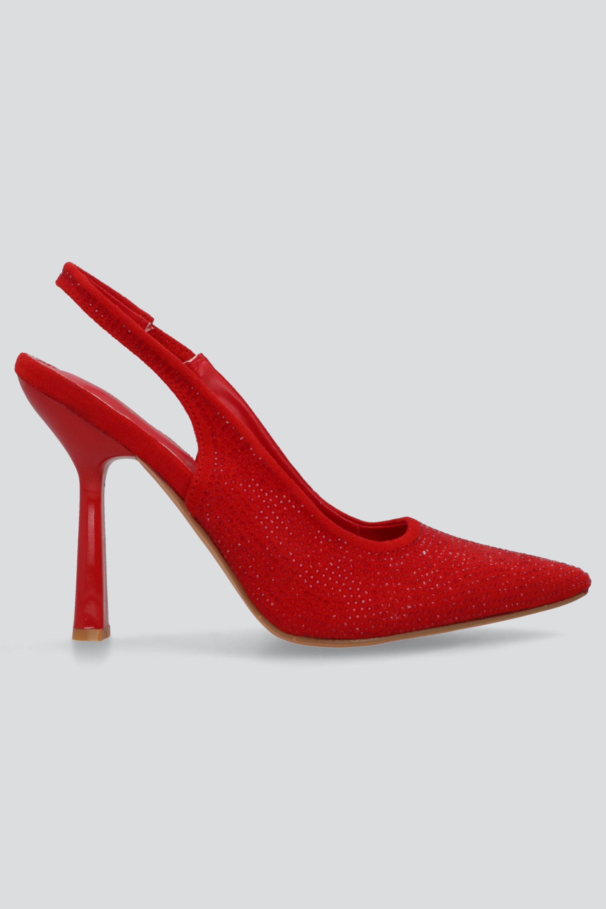 Tacon puntal slingback full brillos ROJO
