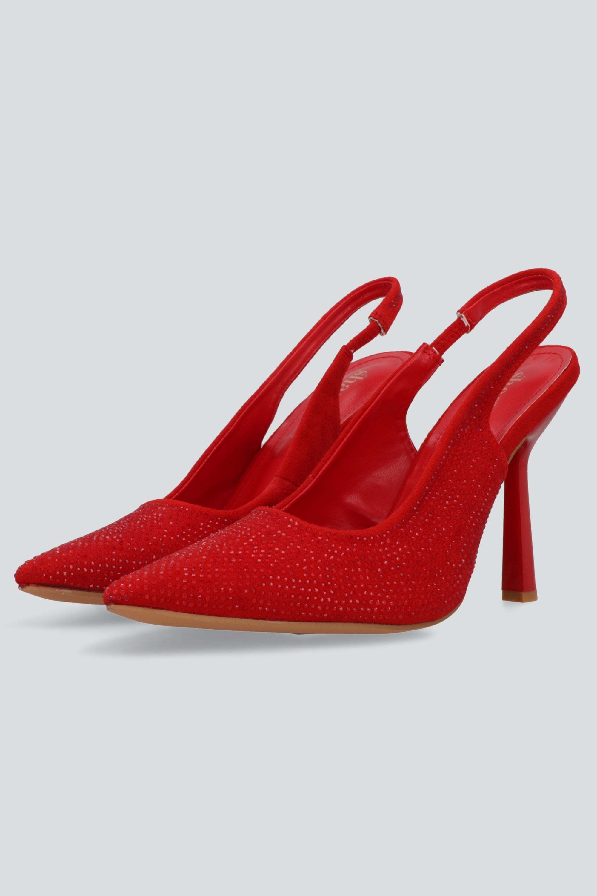 Tacon puntal slingback full brillos ROJO