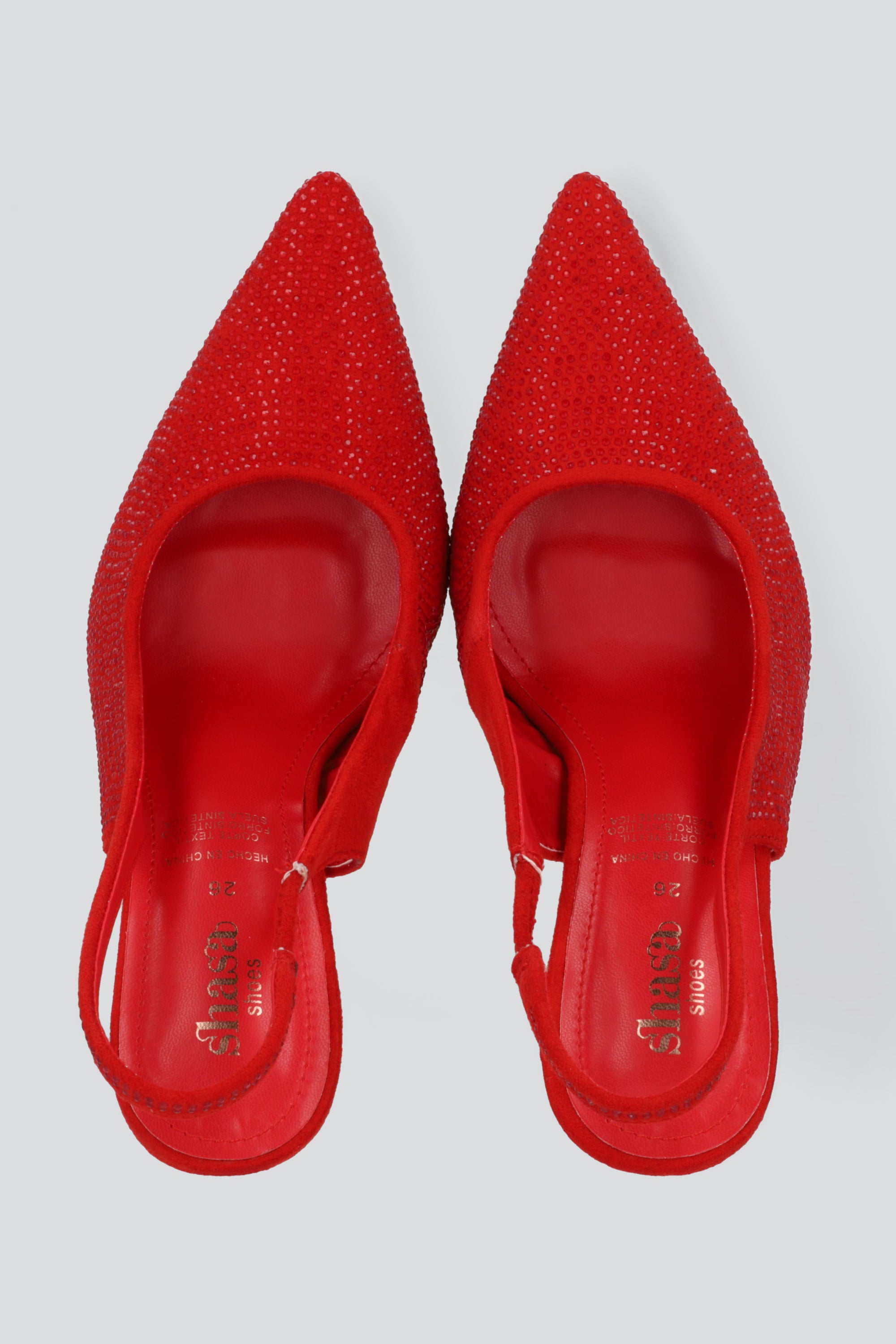 Tacon puntal slingback full brillos ROJO