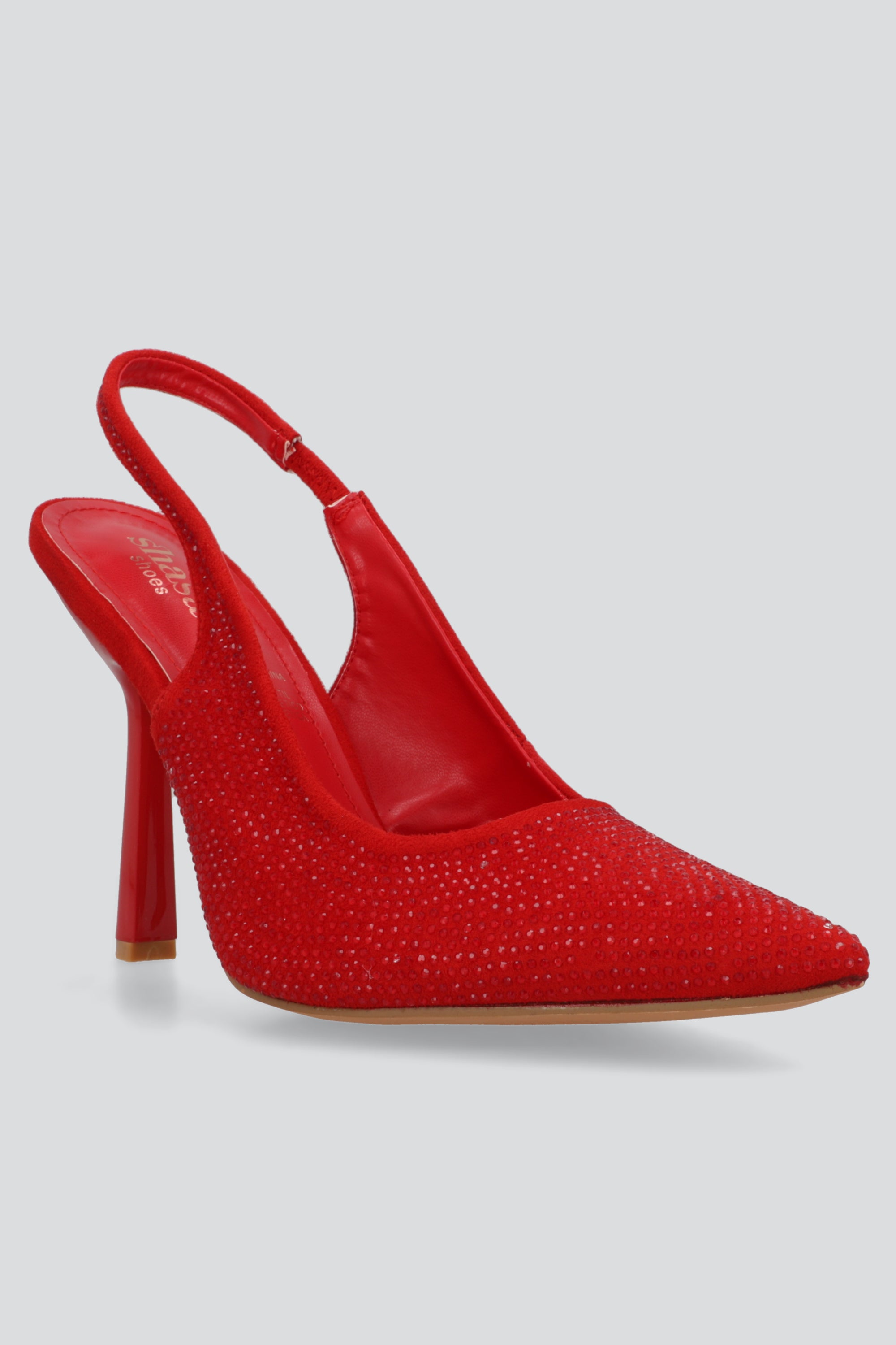 Tacon puntal slingback full brillos ROJO