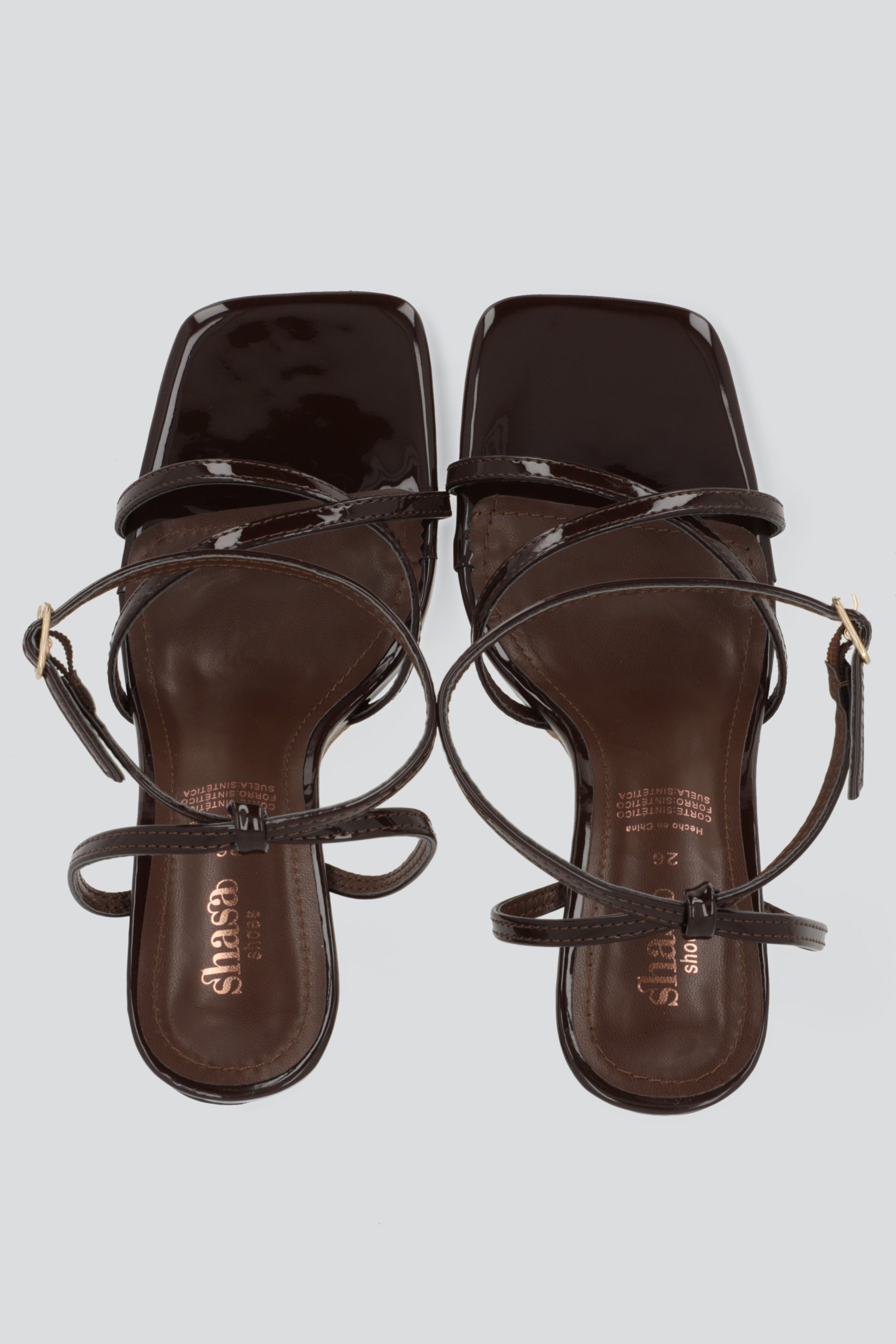 Tacon tiras delgadas mini cruzadas CAFE