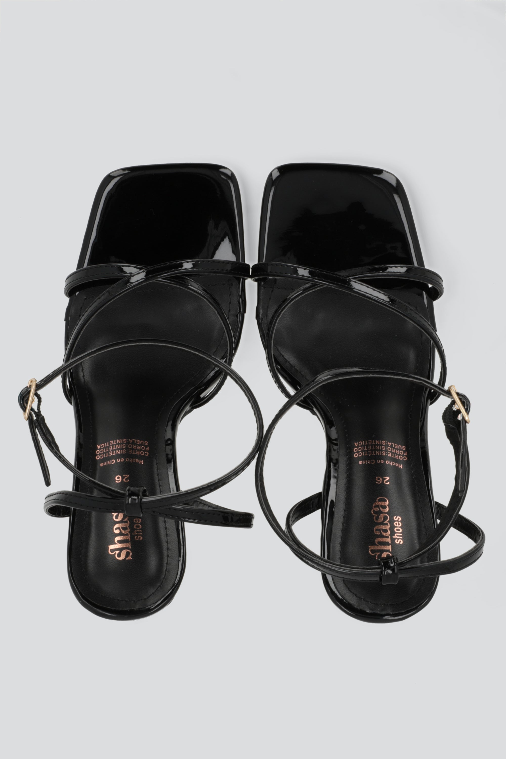 Tacón tiras delgadas mini cruzadas NEGRO