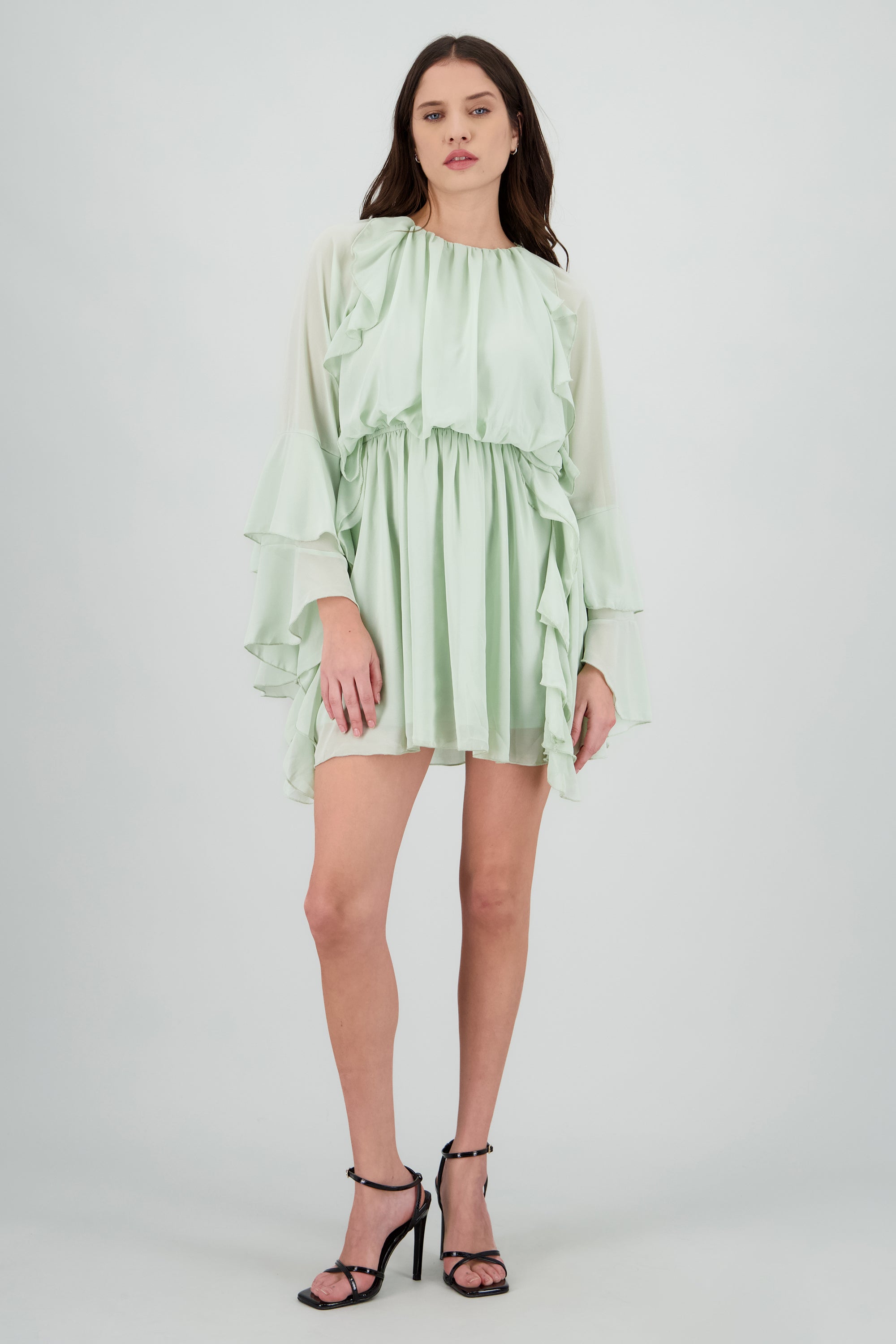 Tacón tiras delgadas mini cruzadas NEGRO